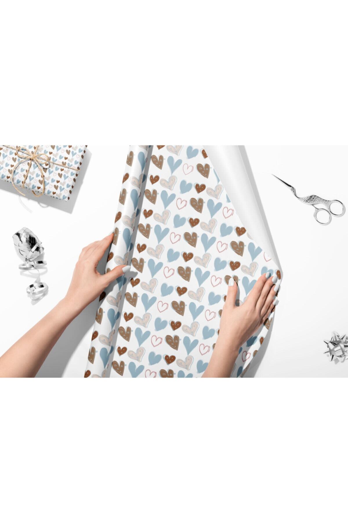 HRS 50 X 70 Cm Kalpli Kalp Temalı Hediye Paketleme Ambalaj Kağıdı (6’lı Paket)