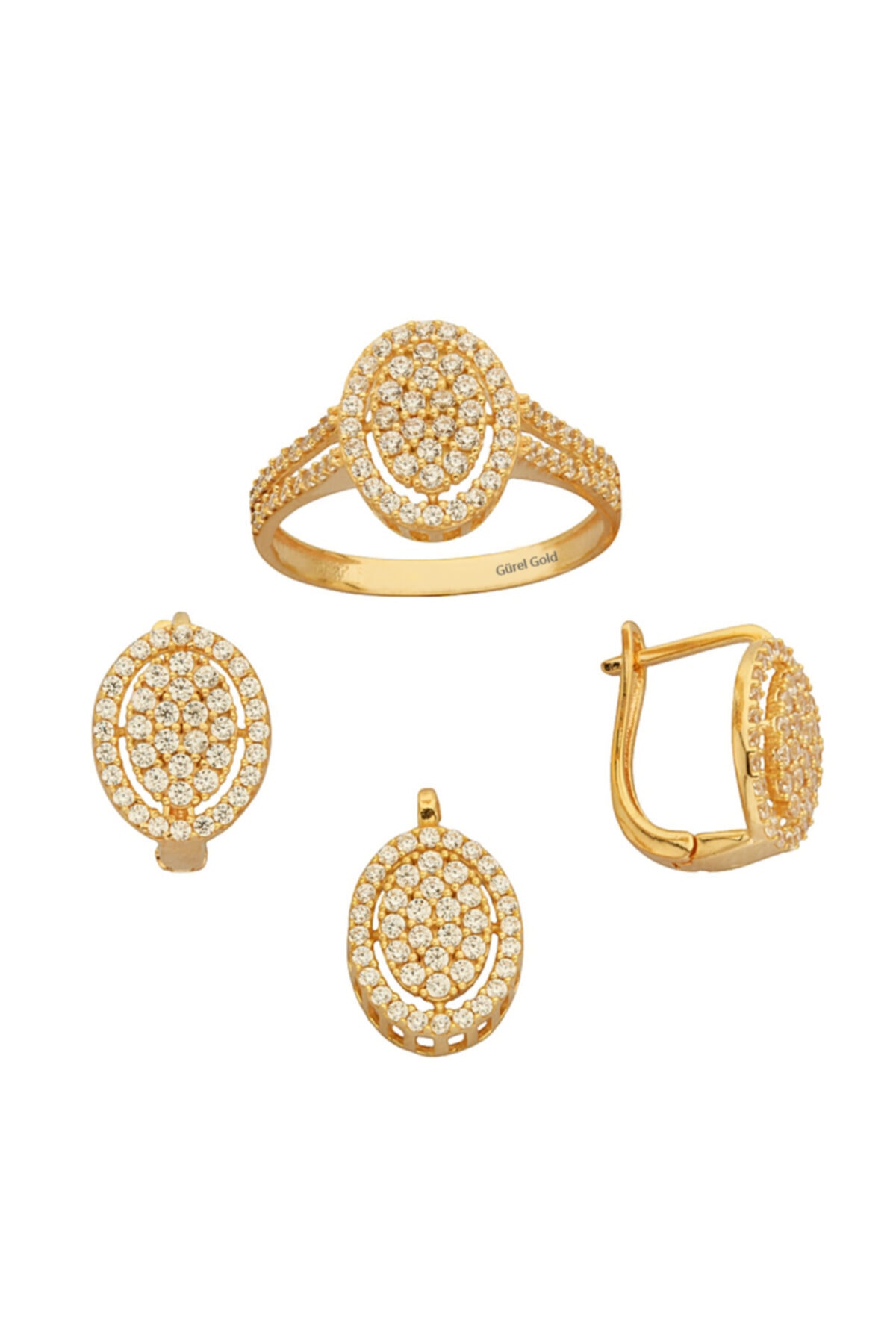 ÇGK KUYUMCULUK Taşlı Altın Üçlü Set Takım