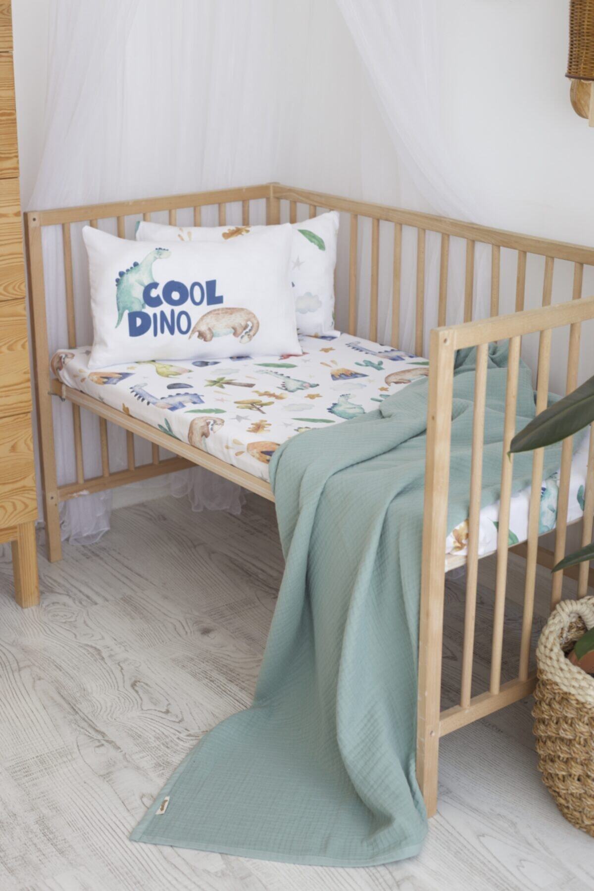arbababy Organik Müslin Pikeli Ve Pamuk Saten Bebek Nevresimi - Dinazor Ve Doğa Temalı