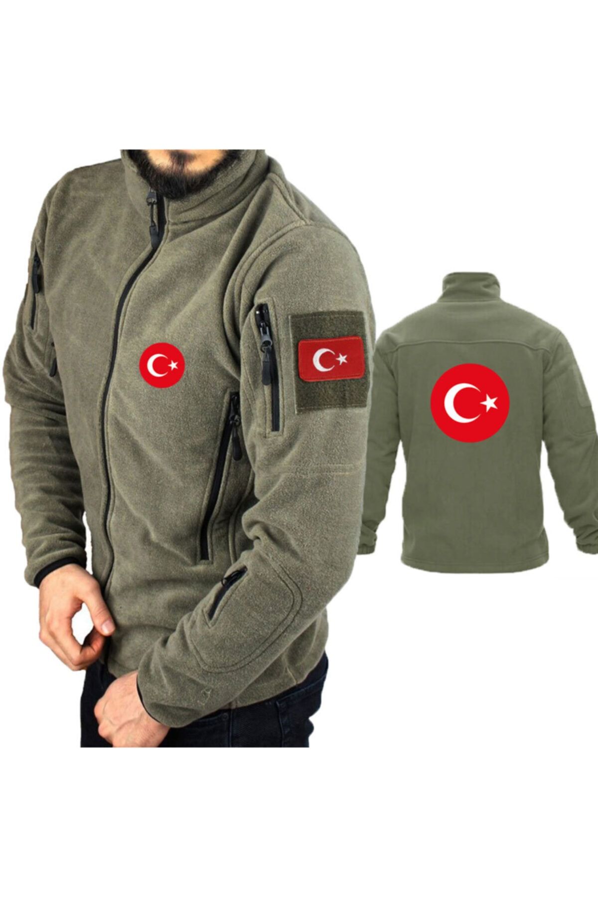 astak Türk Bayrağı Askeri Taktik Polar /mont Peç'li Bll1530