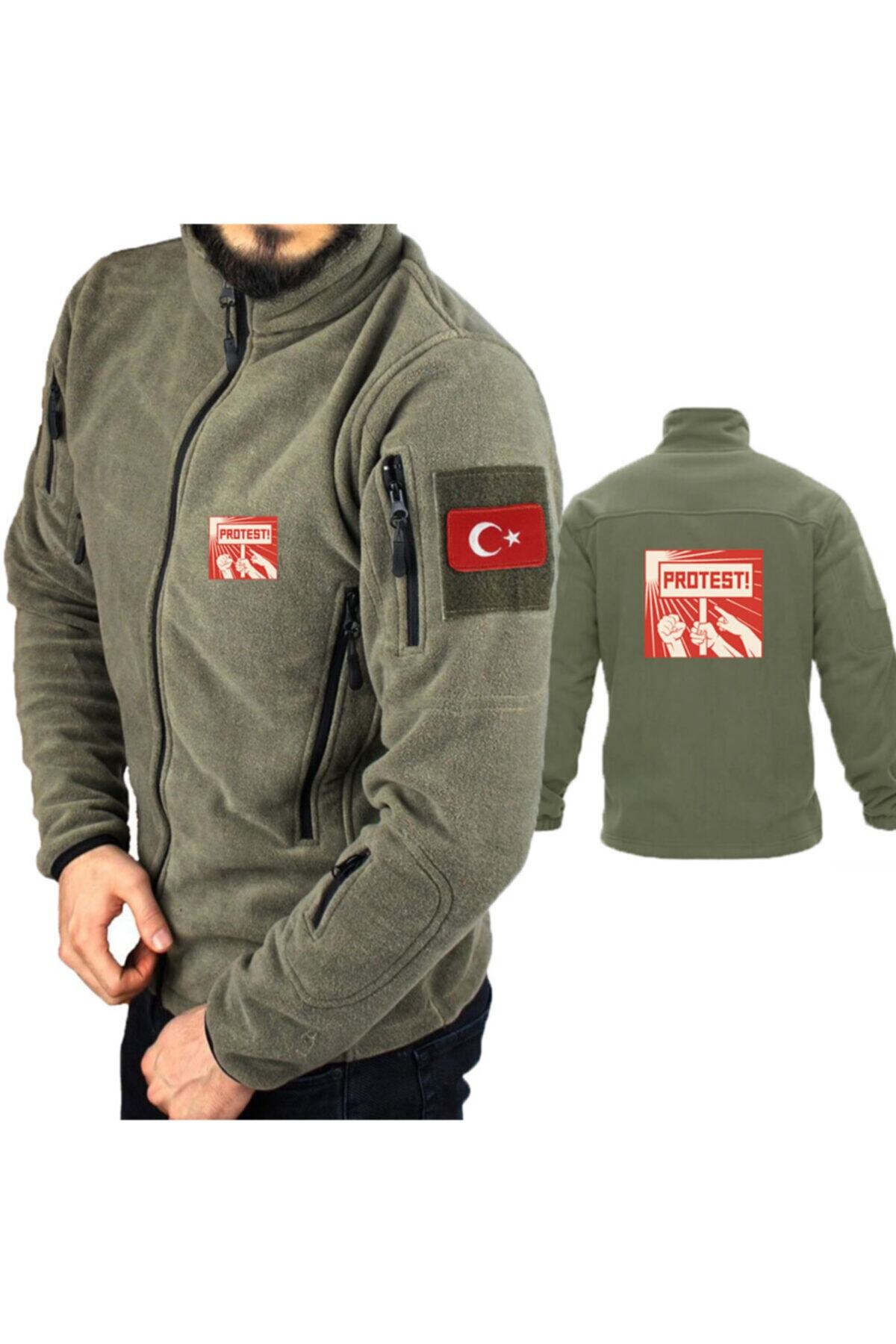 astak Unisex Haki Protest Askeri Taktik Polar Mont Peç'li Bll947