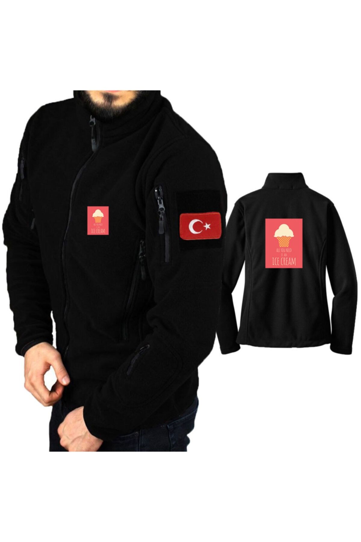 astak Unisex Siyah Ice Cream Askeri Taktik Polar Mont Peç'li Bll607
