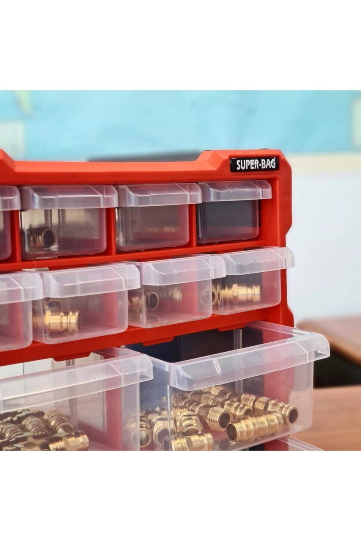 Tekreyonda Super Bag Monoblok Çekmeceli Organizer Vida Boncuk Kutusu Hobi Organizer 12 Çekmece