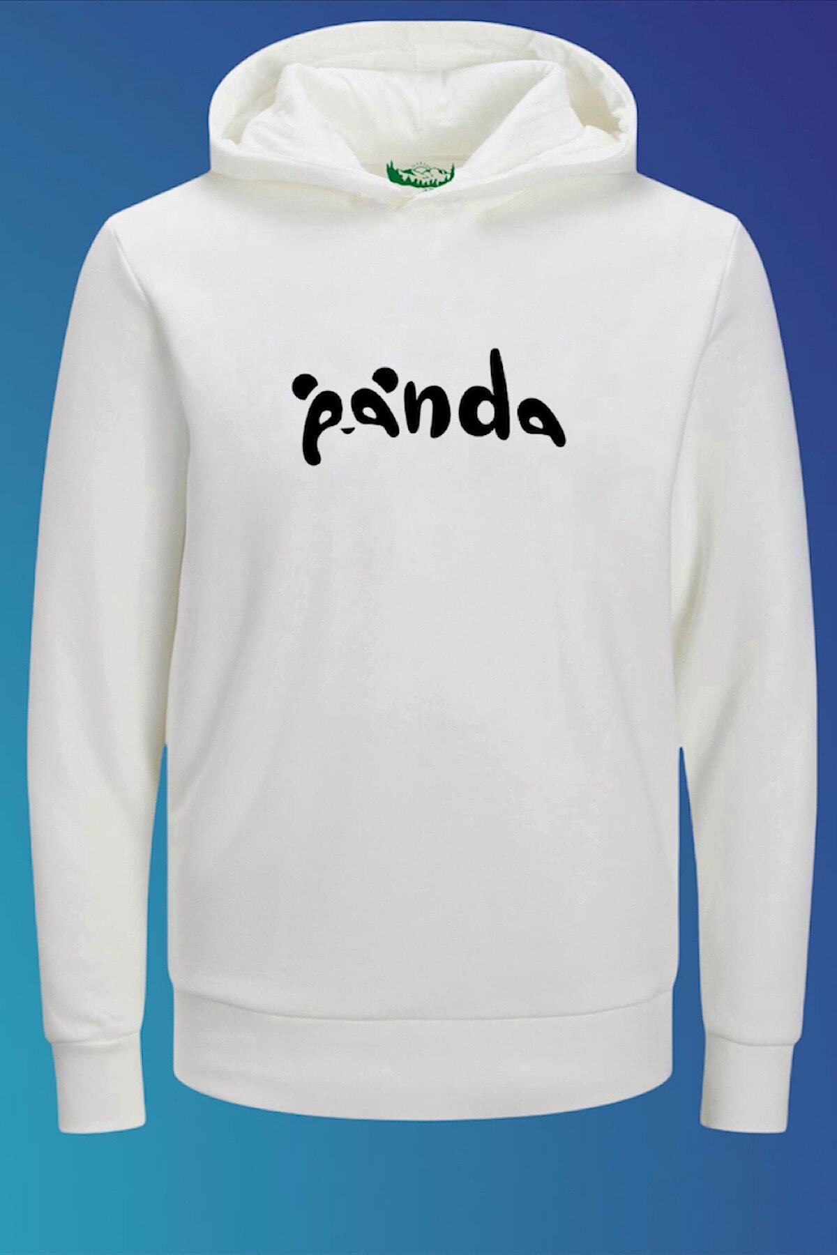 Outrail Unisex Beyaz Panda Baskılı Tasarım Sweatshirt