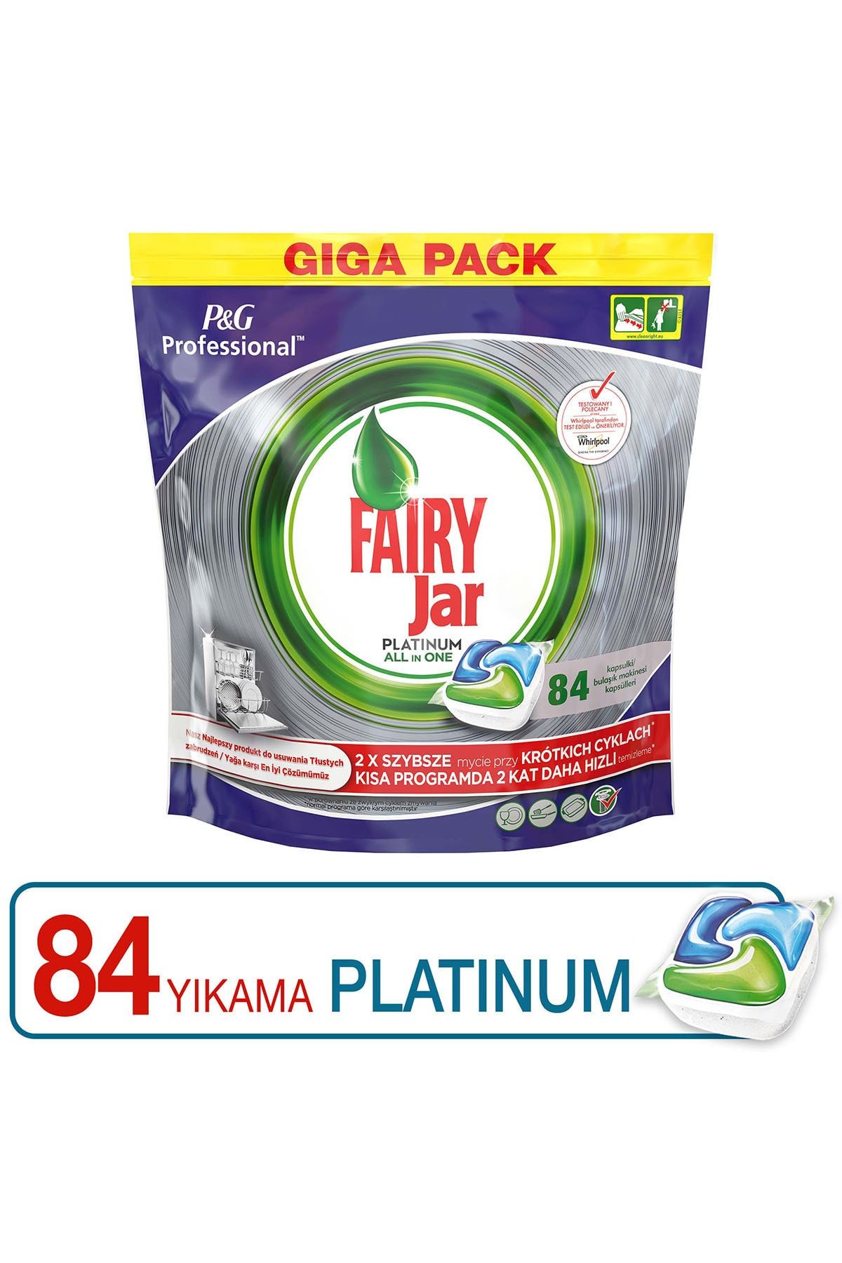 Fairy Professional 84 Yıkama Platinum Bulaşık Makinesi Deterjanı Kapsülü