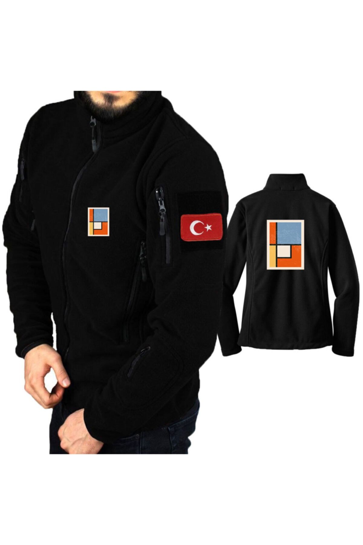 astak Geometrik Askeri Taktik Polar /mont Peç'li Bll658