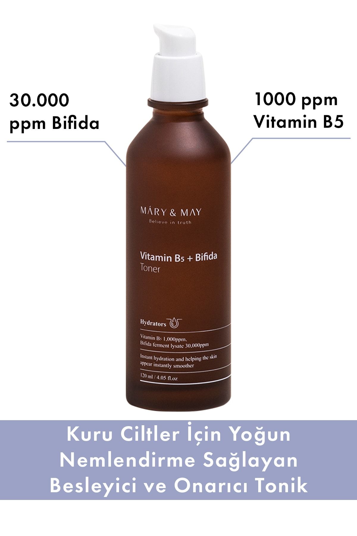 Mary & May Kuru Ciltler Için Yoğun Nemlendirme Sağlayan Besleyici Ve Onarıcı Tonik Vitamine B5 + Bifida Toner