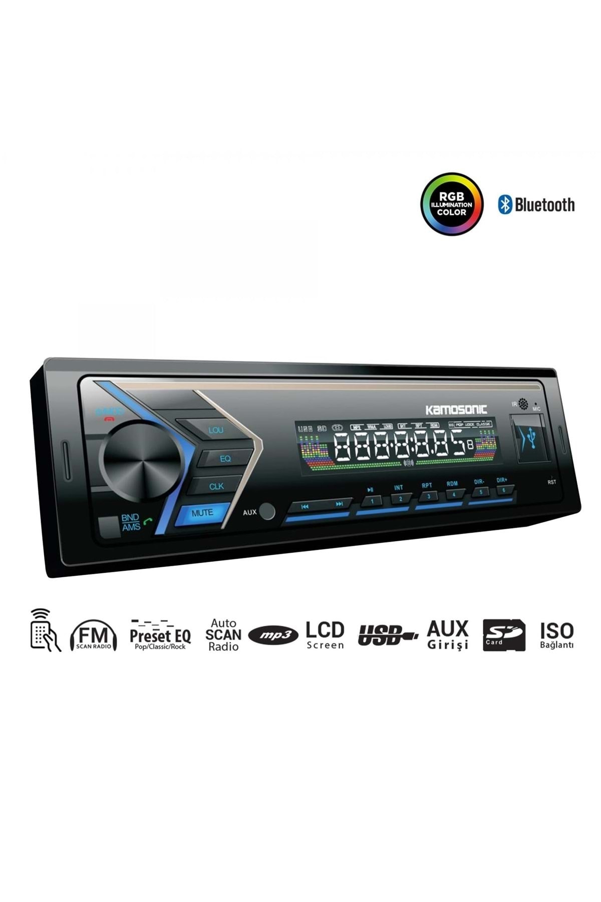 Kamosonic Oto Teyp 4x50w Bt/usb/sd/fm/aux Ks-mx650