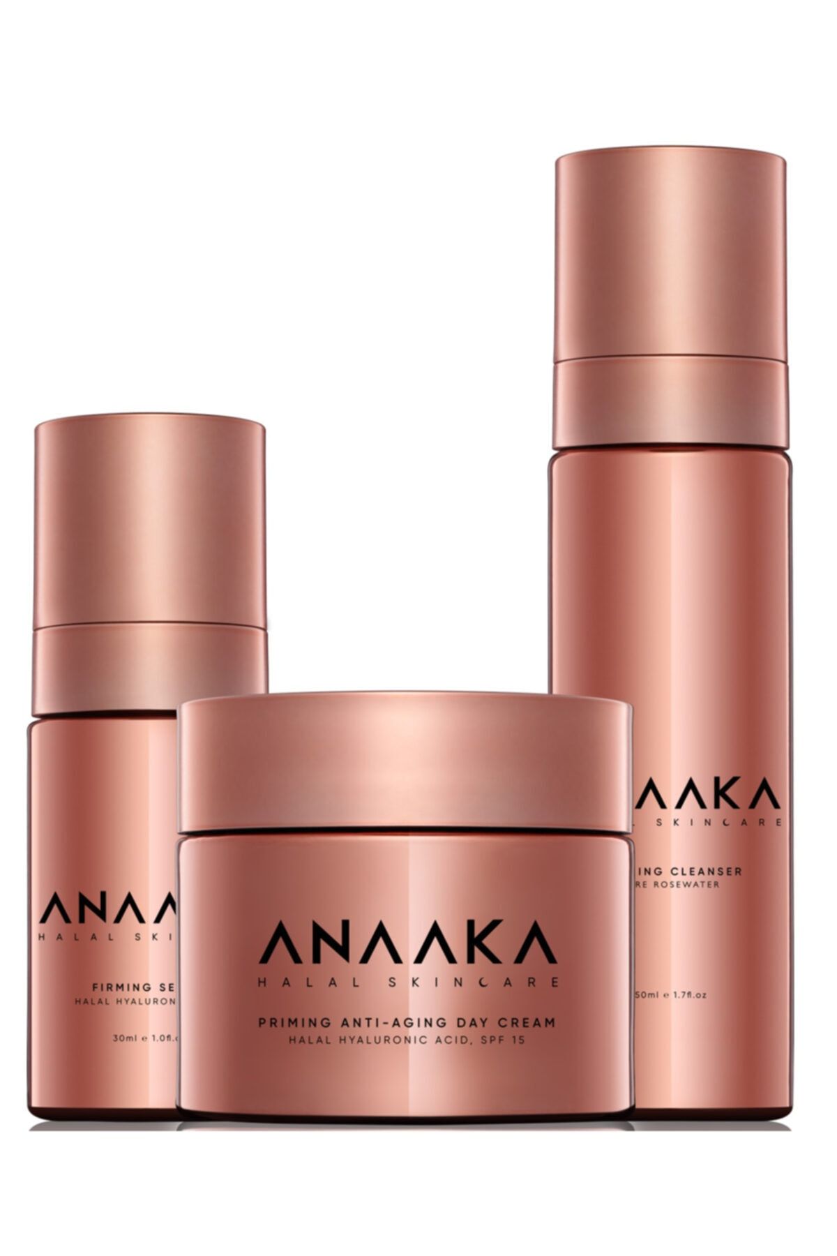 Anaaka Halal Cosmetics Supreme Günlük Bakım Paketi Gündüz Kremi + Jel Serum + Temizleyici Köpük