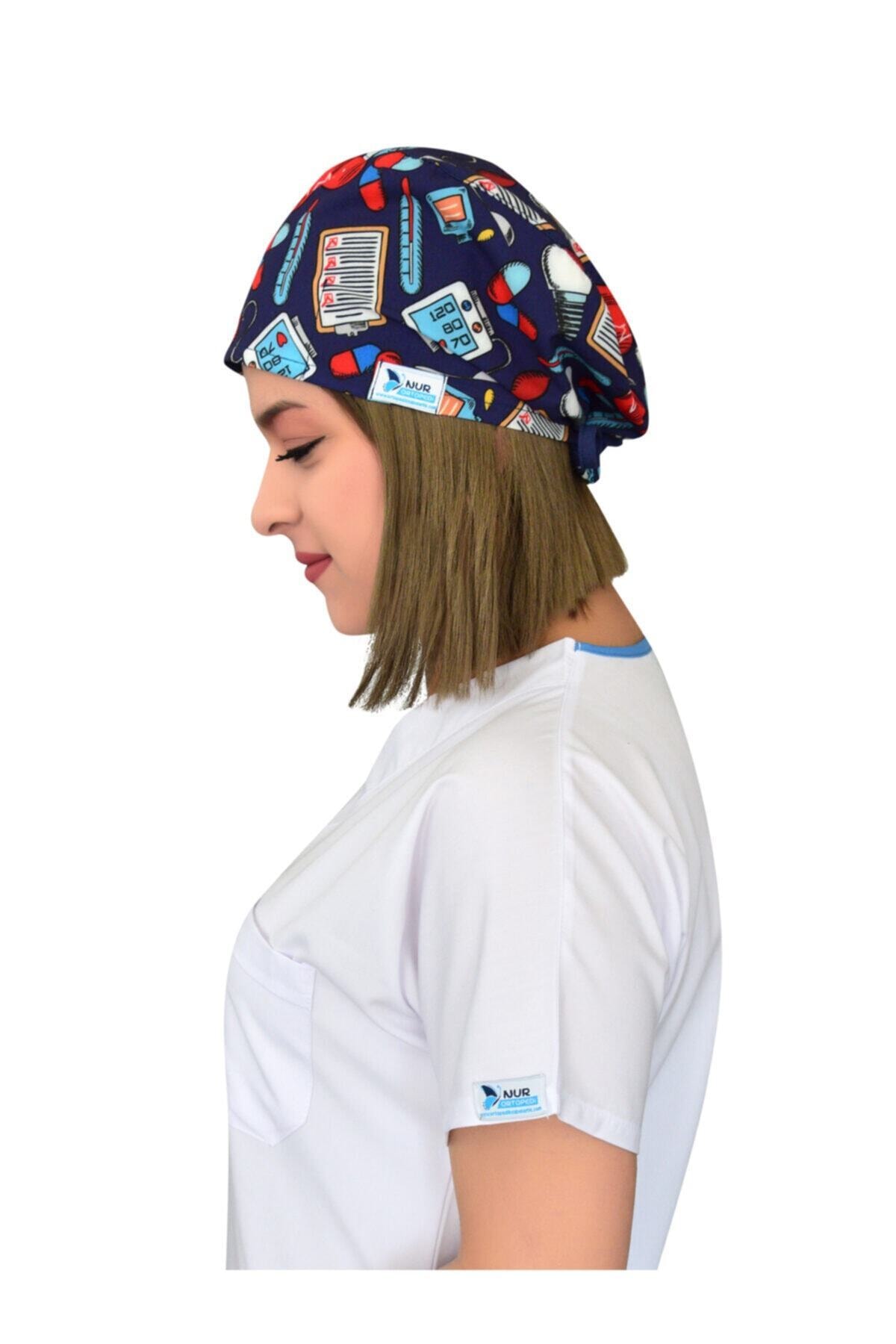 Nur Ortopedi Forma Lacivert Ilk Yardım Likralı Cerrahi Doktor Hemşire Hastane Medikal Bonesi