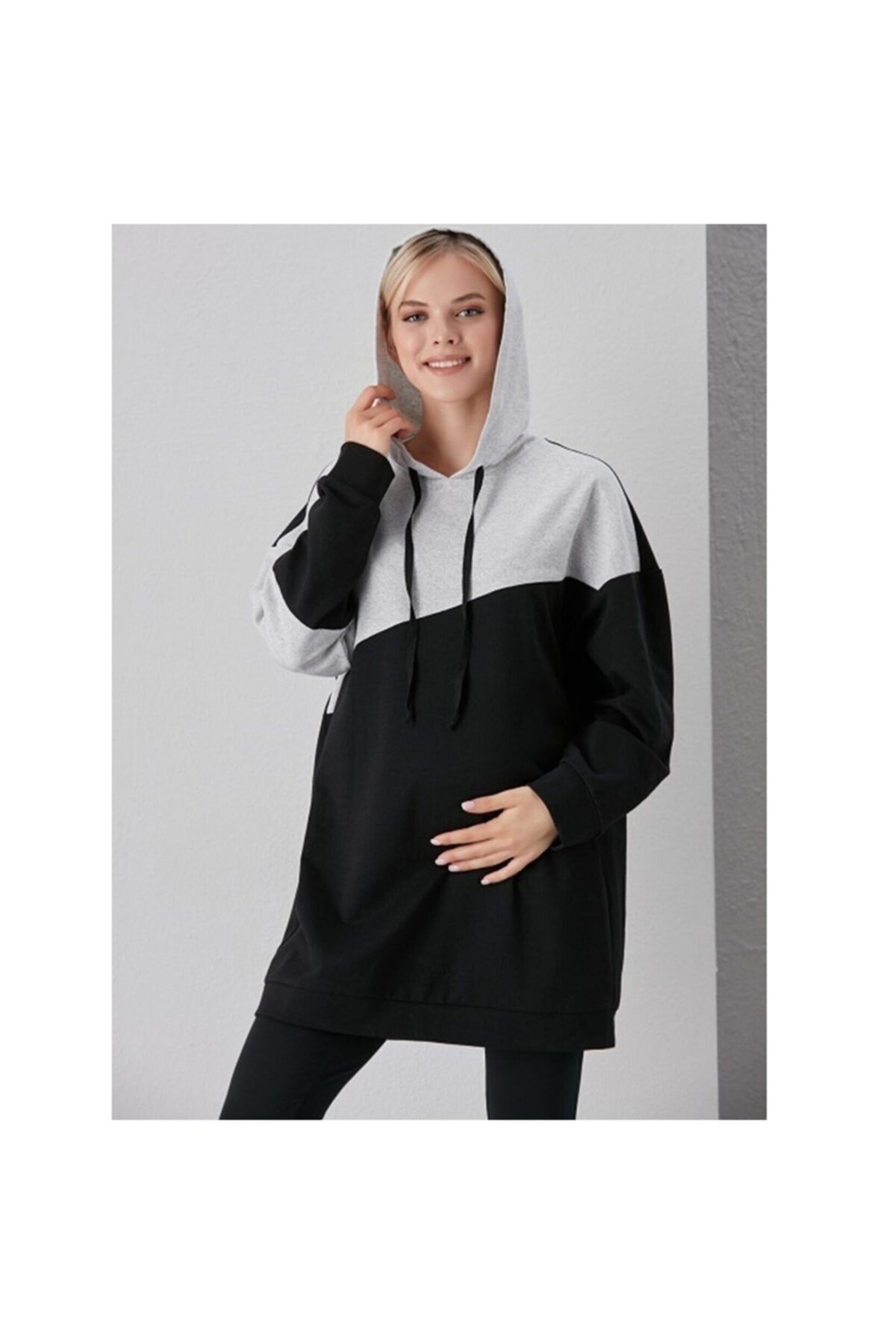 Entarim Kapşonlu Hamile Sweatshirt