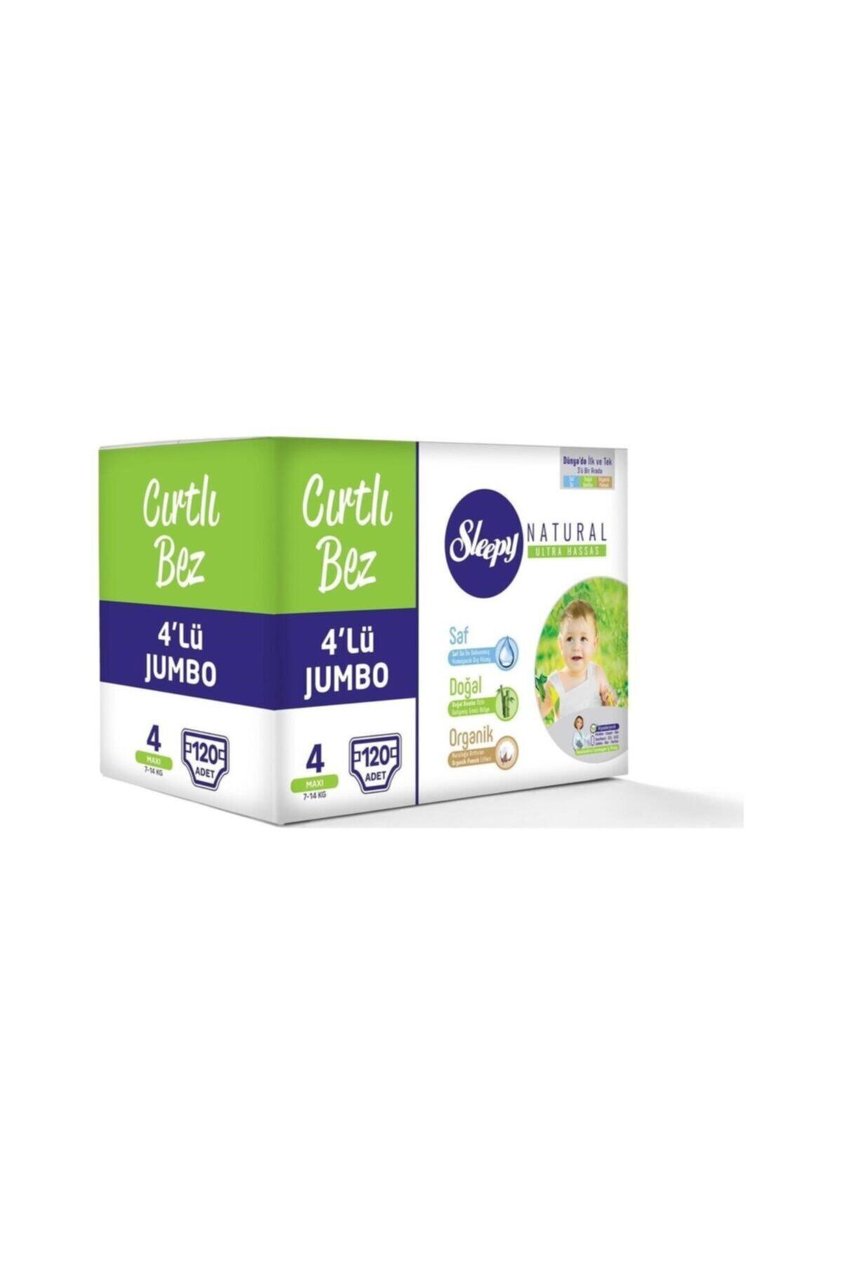 Sleepy Natural Bebek Bezi 4lü Jumbo 4 Beden 7-14 Kg 120 Adet