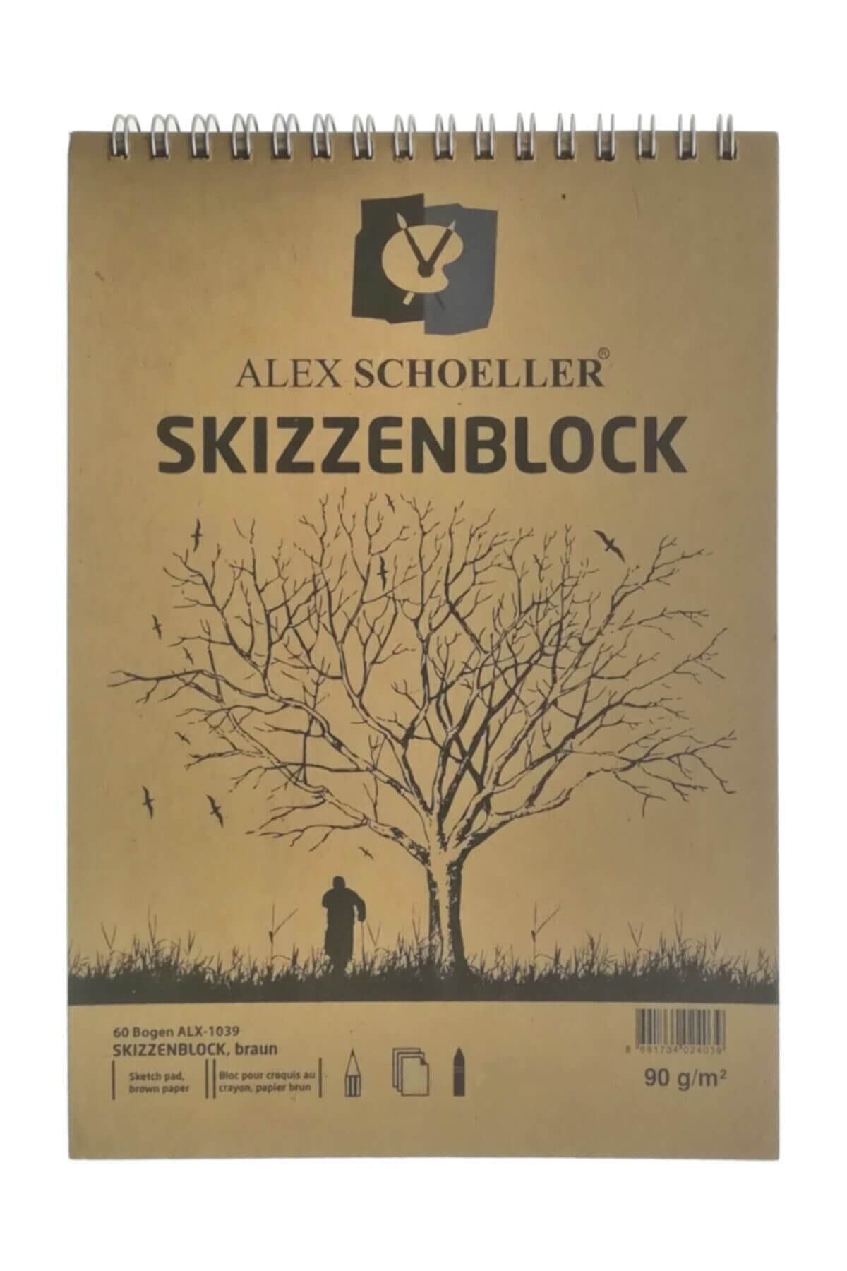 Alex Schoeller Kraft Eskiz Blok A5 Üstten Ve Yandan Spiralli 90 Gr. 60 Yp.kraft Defter
