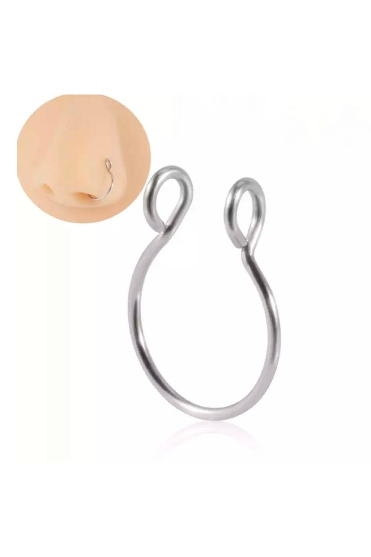 Jaida Moda Unisex Cerrahi Çelik Deliksiz Sıkıştırmalı Fake Hızma Piercing