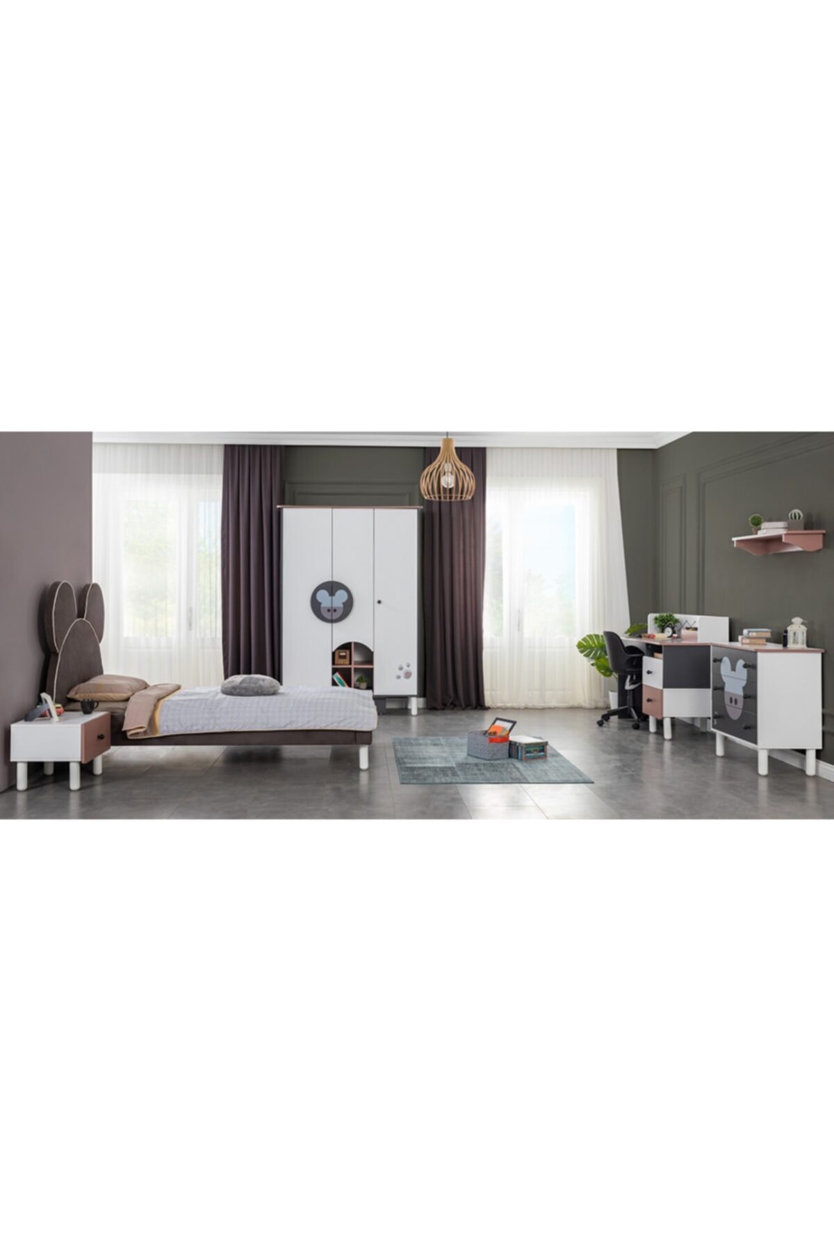 Bubuhome Mouse Çocuk Odası ( Dolap + Karyola + Komodin + Çalışma Masası + Çamaşırlık )