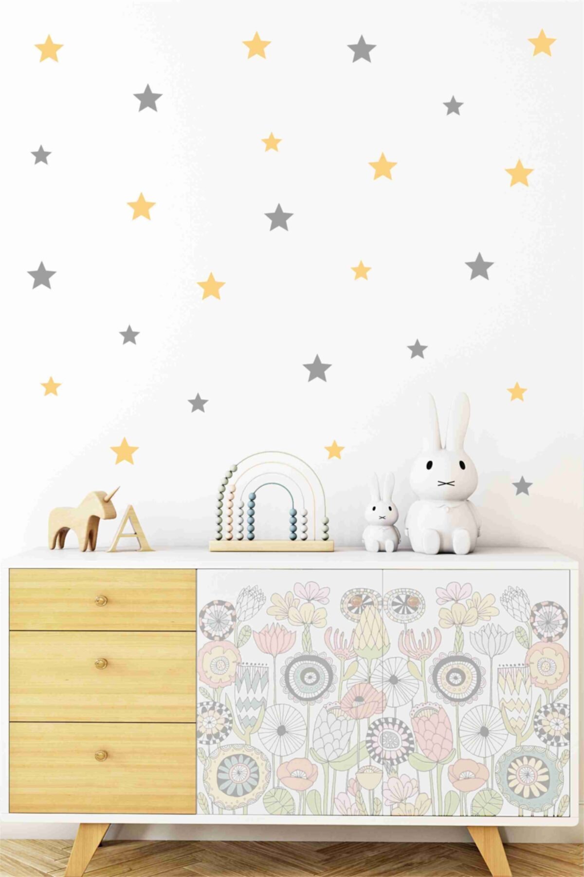 BK Decor Sarı Ve Füme Yıldız Çocuk Odası Duvar Sticker