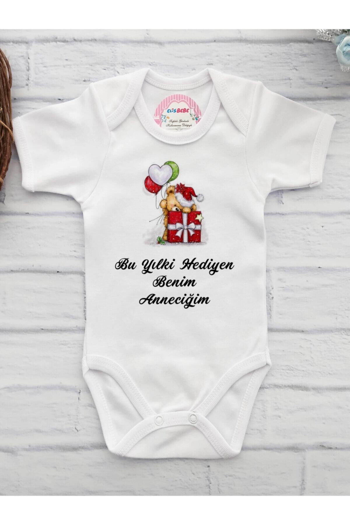 Elis Bebe Yeni Yıl Yılbaşı Hediyen Benim Anne Baskılı Zıbın Bebek Çıtçıtlı Badi