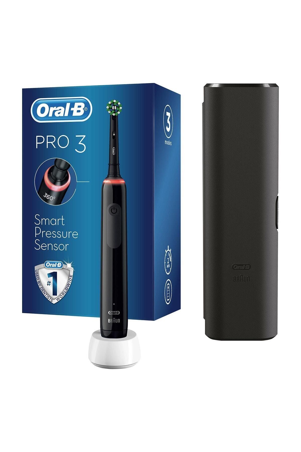 OralB Pro 3500 Şarj Edilebilir Diş Fırçası Siyah + Başlık