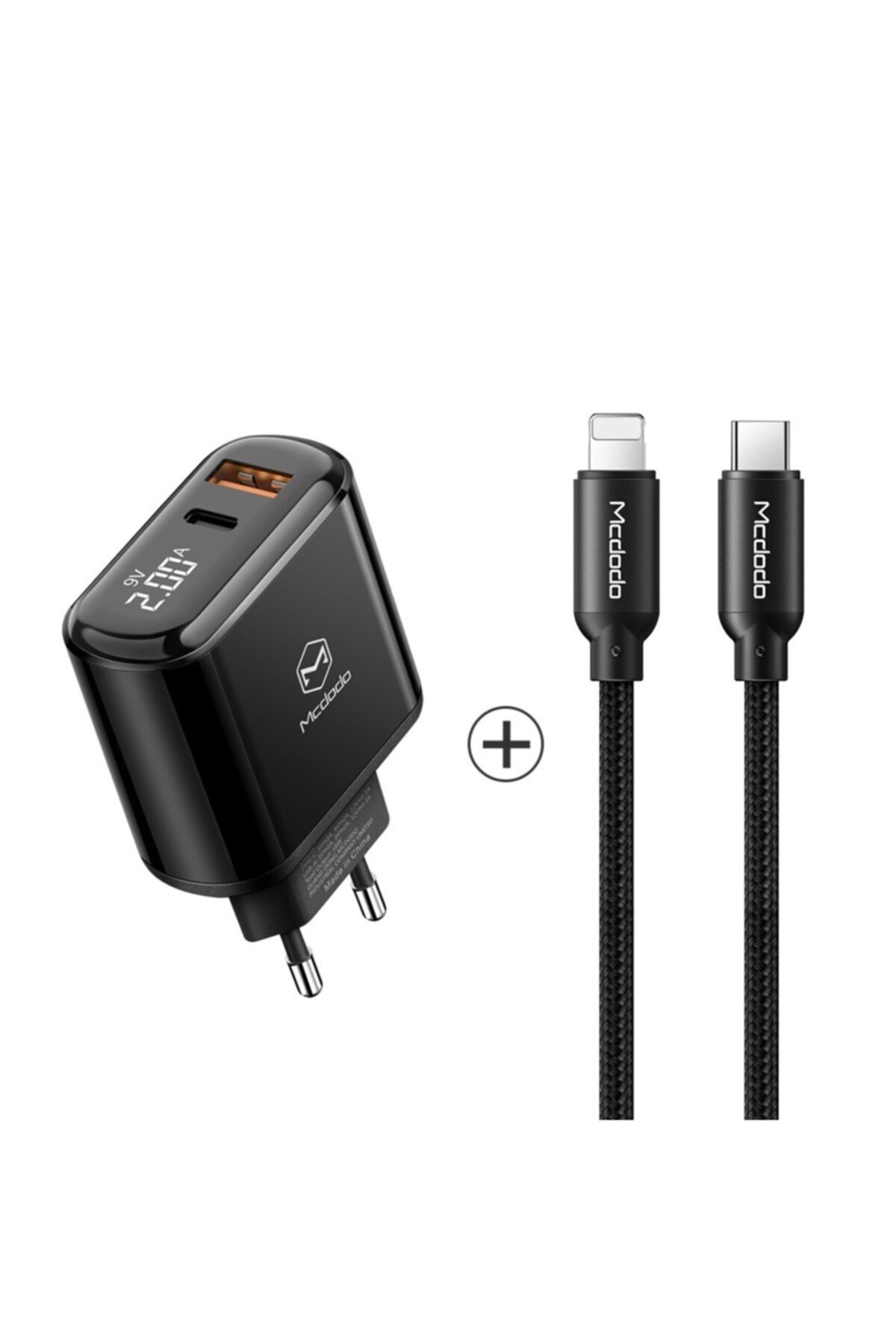 Mcdodo Ch-7171 20w 1xusb 1xtype-c Girişli Göstergeli Şarj Adaptörü Type-c /lightning Kablolu-siyah