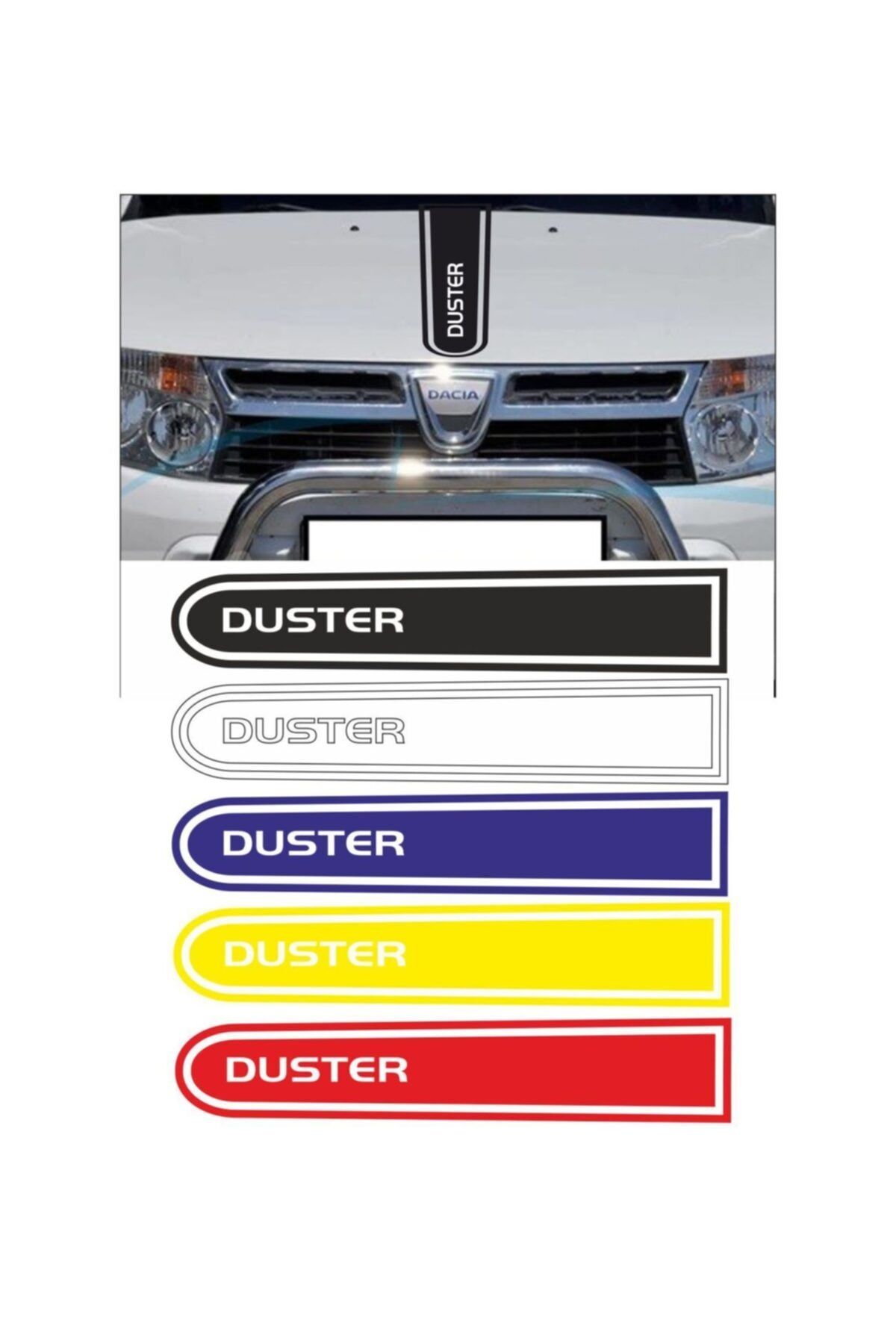 hediyelikevi Dacia Duster Logolu Otomobil Ön Kaput Şeridi Kaput Sticker Sarı