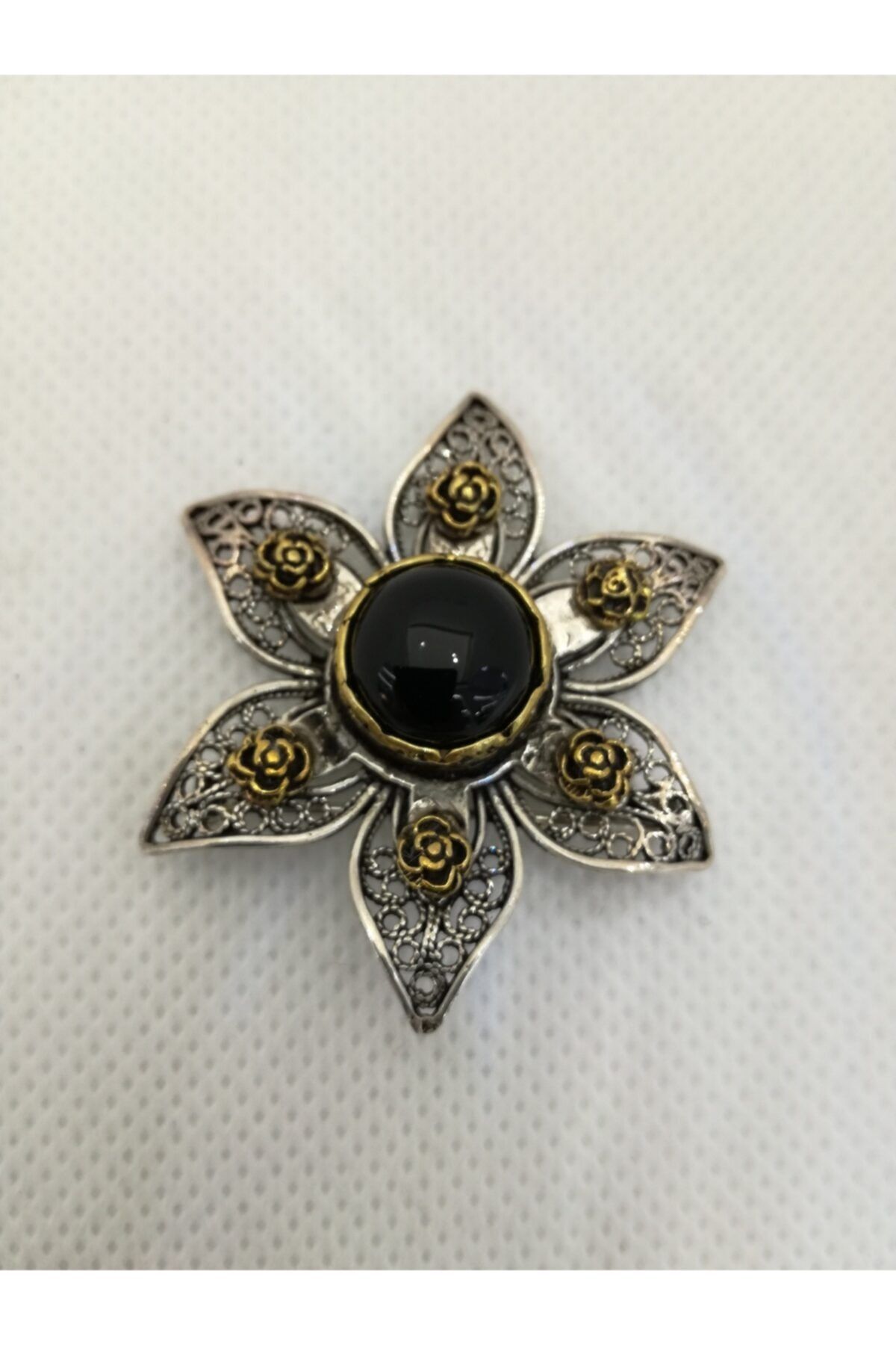 ORİON PLUS SİLVER&JEWELLERY Telkari Broş Çiçek Motifli 925 Ayar Gümüş