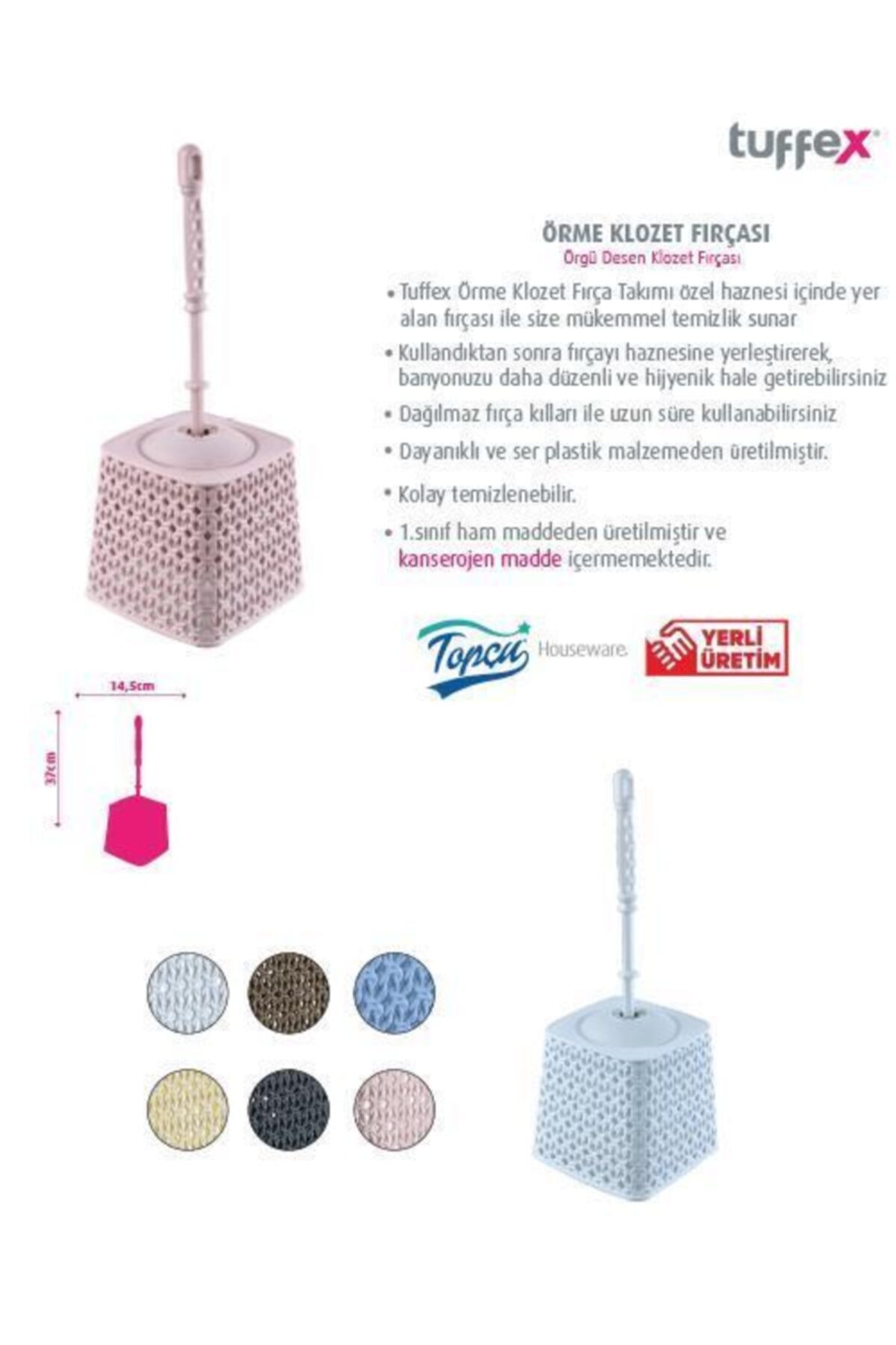 Tuffex Örme Klozet Fırça Takımı -kahve