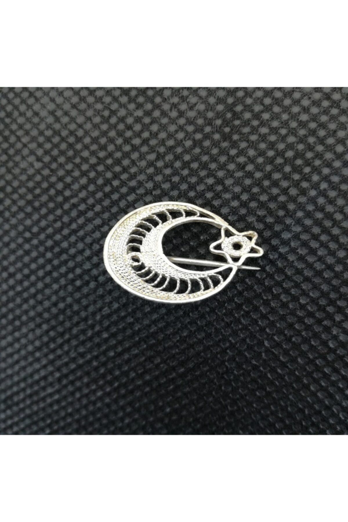 ORİON PLUS SİLVER&JEWELLERY Telkari Ay Yıldız Broş 925 Ayar Gümüş