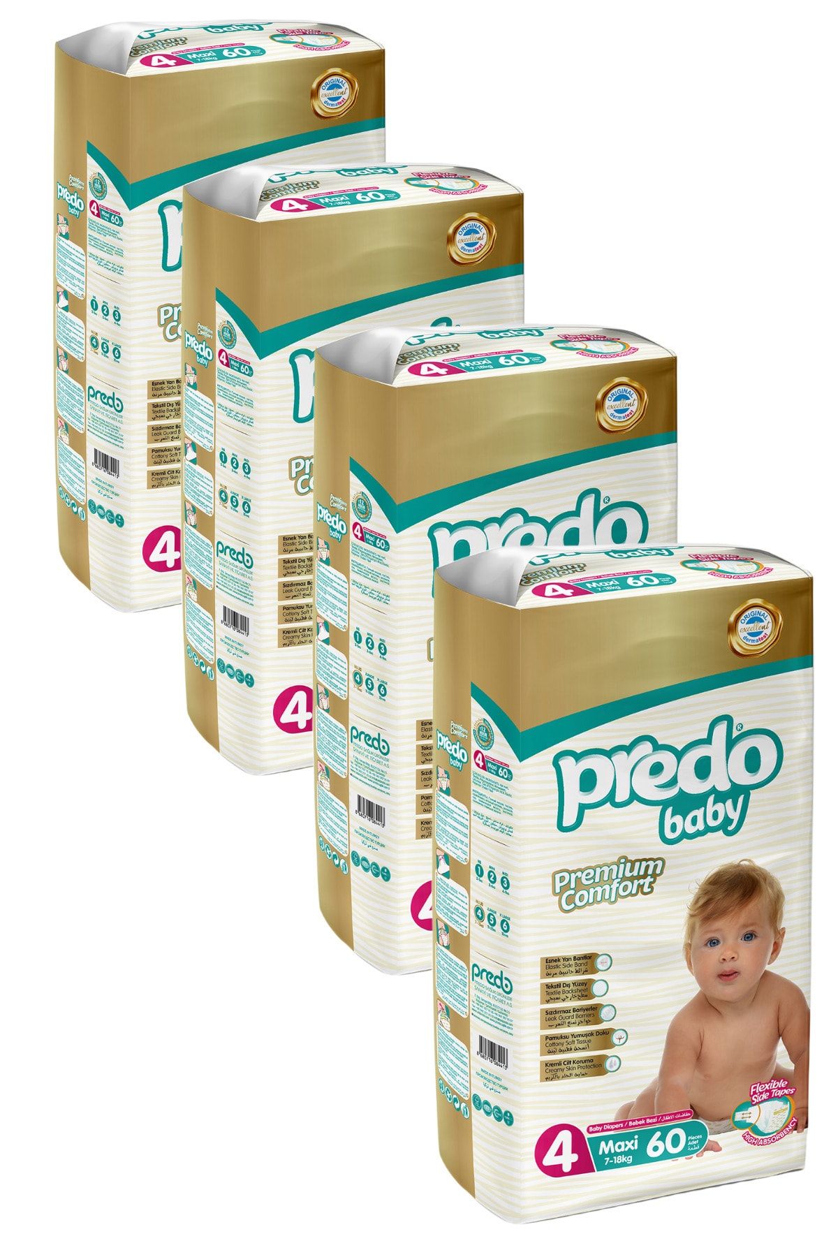 PredoBaby Premium Comfort Bebek Bezi 4 Numara (7-18kg) Maxi 240 Adet