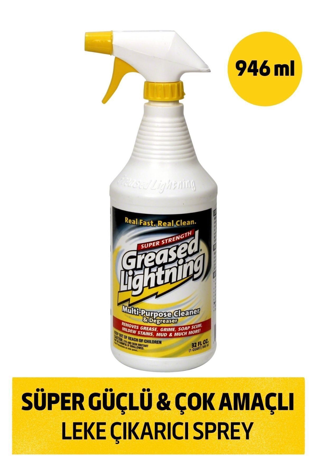 Greased Lightning Süper Güçlü Çok Amaçlı Leke Çıkarıcı Sprey 946 ml Çamaşır Halı Kumaş Ve Zor Lekelere Özel Formül