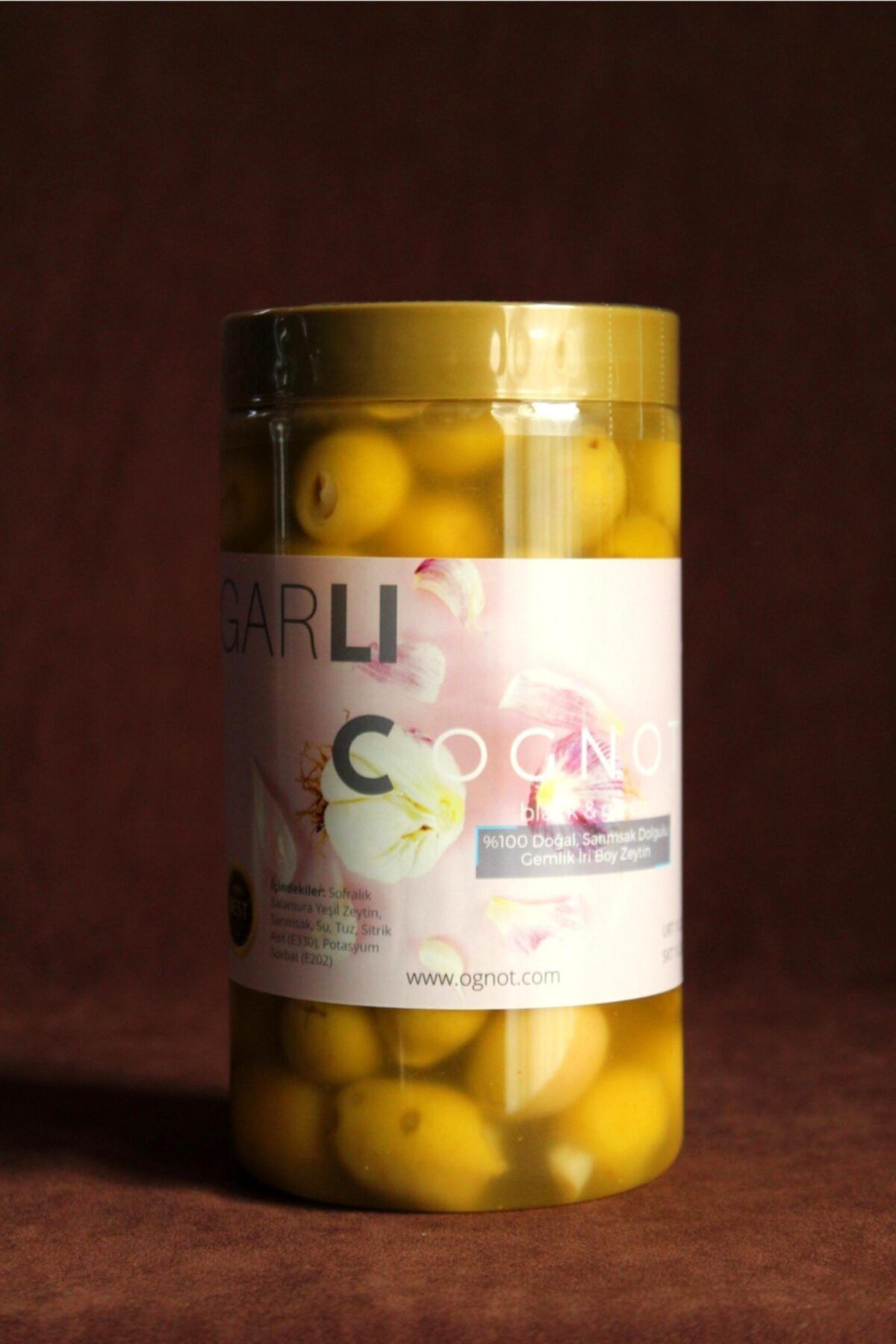 OGNOT Iri Boy Sarımsak Dolgulu Doğal Yeşil Zeytin (el Ile Doldurulmuştur) 1kg