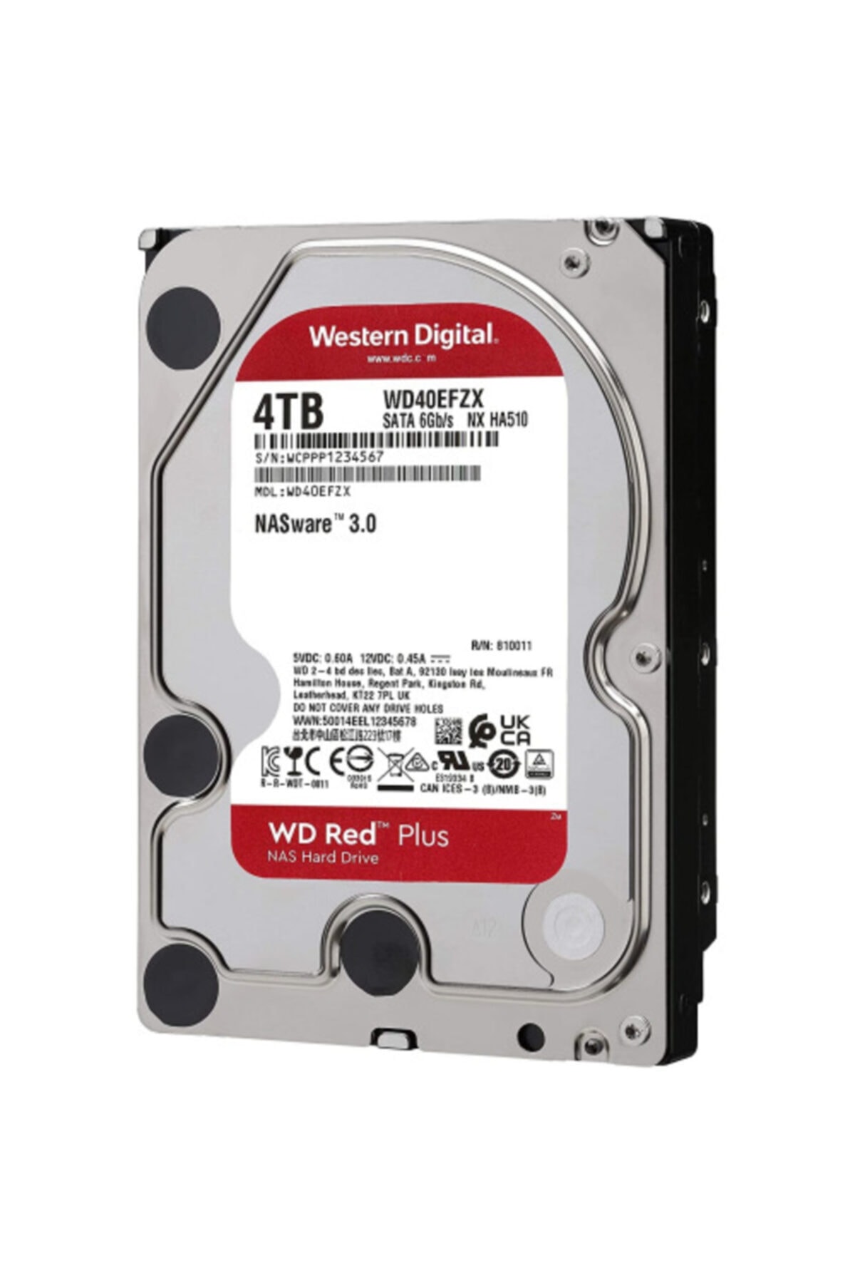 WESTERN DIGITAL Wd Red Plus Wd40efzx 3,5" 4tb, 128mb, 5400 Rpm, 7/24-nas-server Hdd