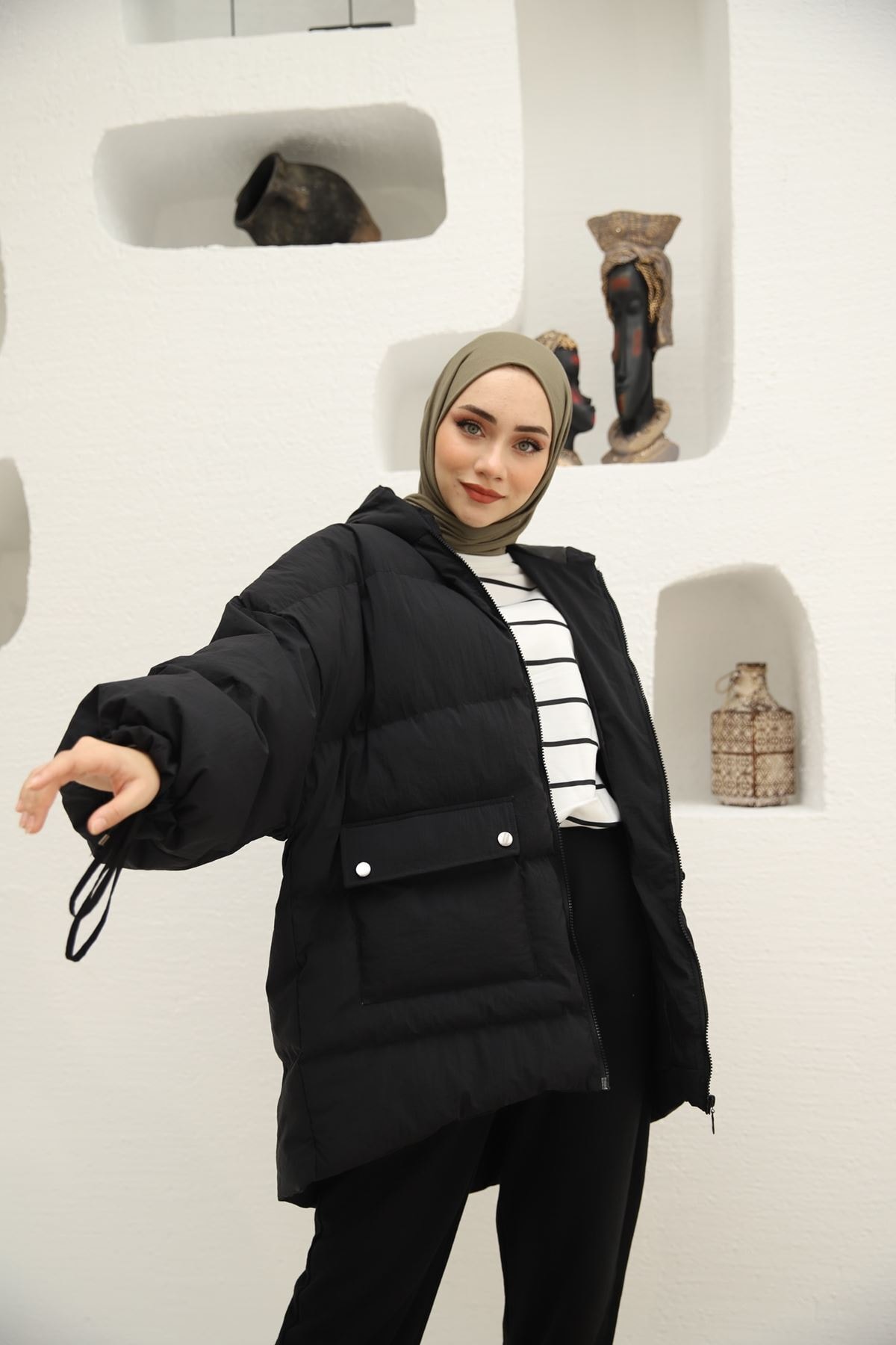 ELBİCA Puffy Şişme Mont Siyah 1301