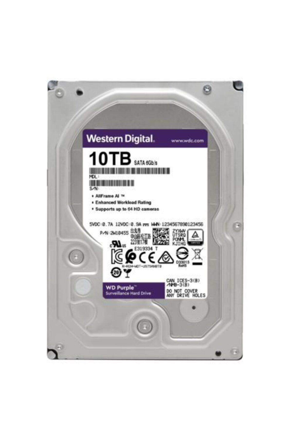 WESTERN DIGITAL Wd Purple 3,5 10tb 256mb 7200rpm Wd102purx