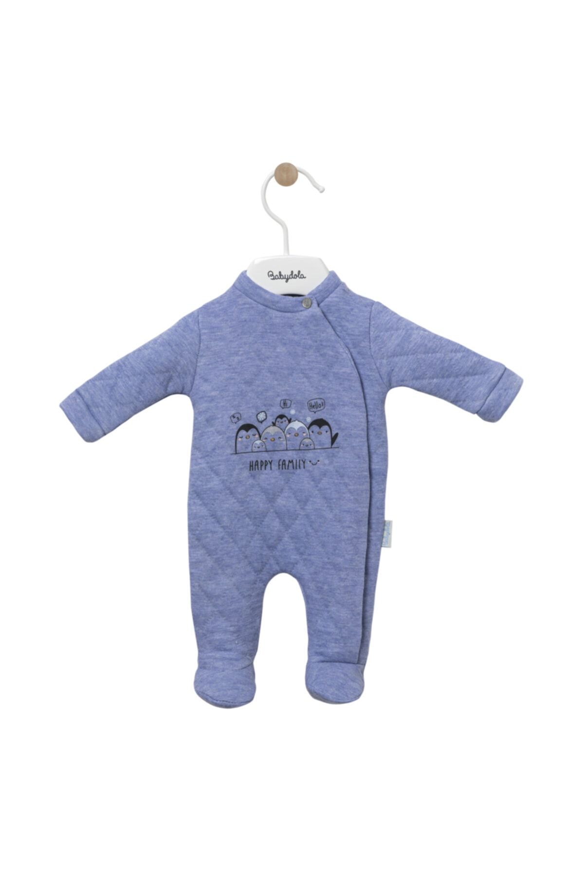 Babydola Unisex Prematüre Bebek Çıtçıtlı Desenli Patikli Kalın Tulum