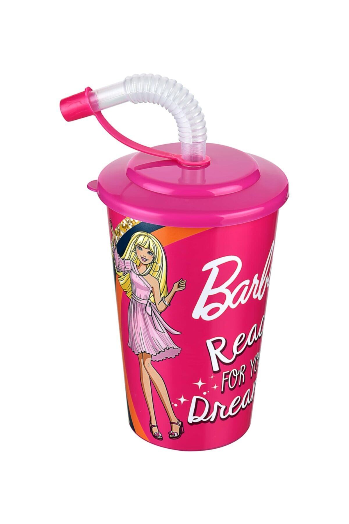 Tuffex Barbie Kapaklı Pipetli Bardak