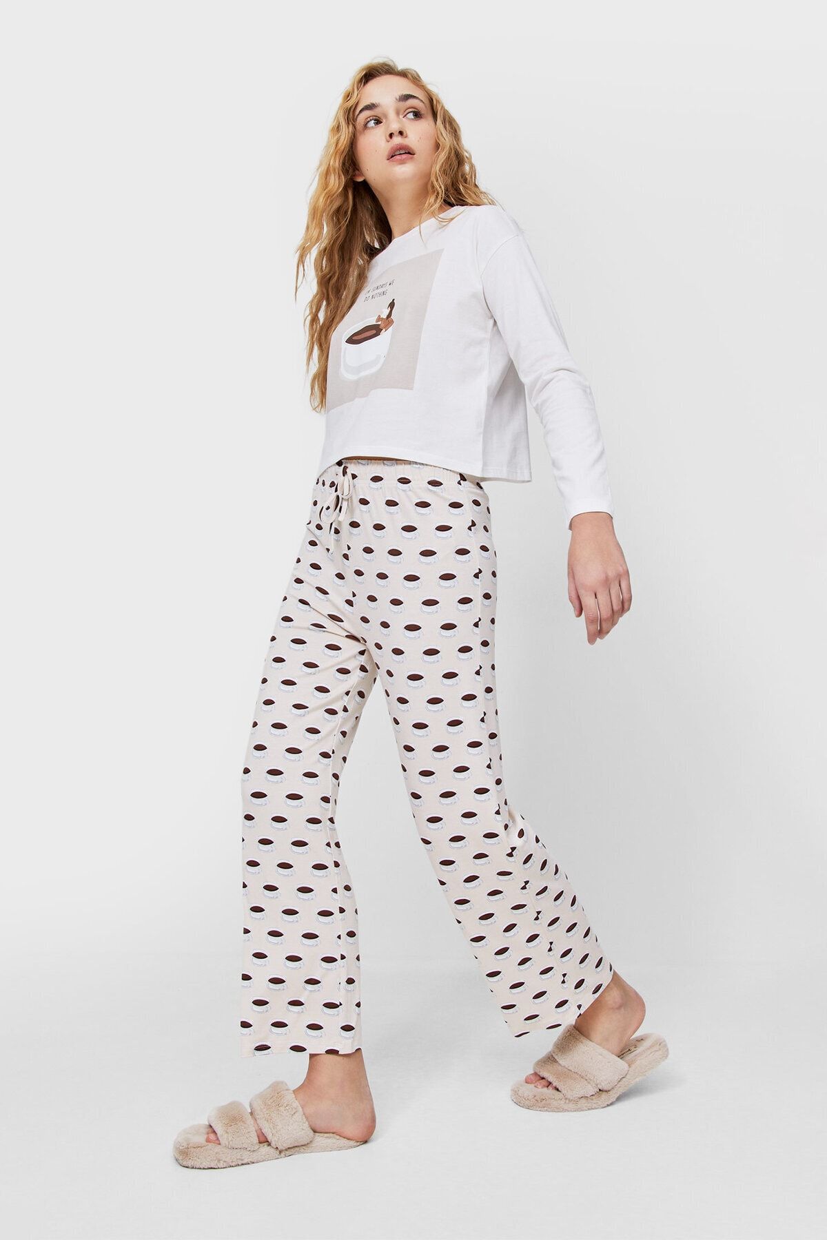 Stradivarius Amy Franke Kahve Desenli Pijama Altı