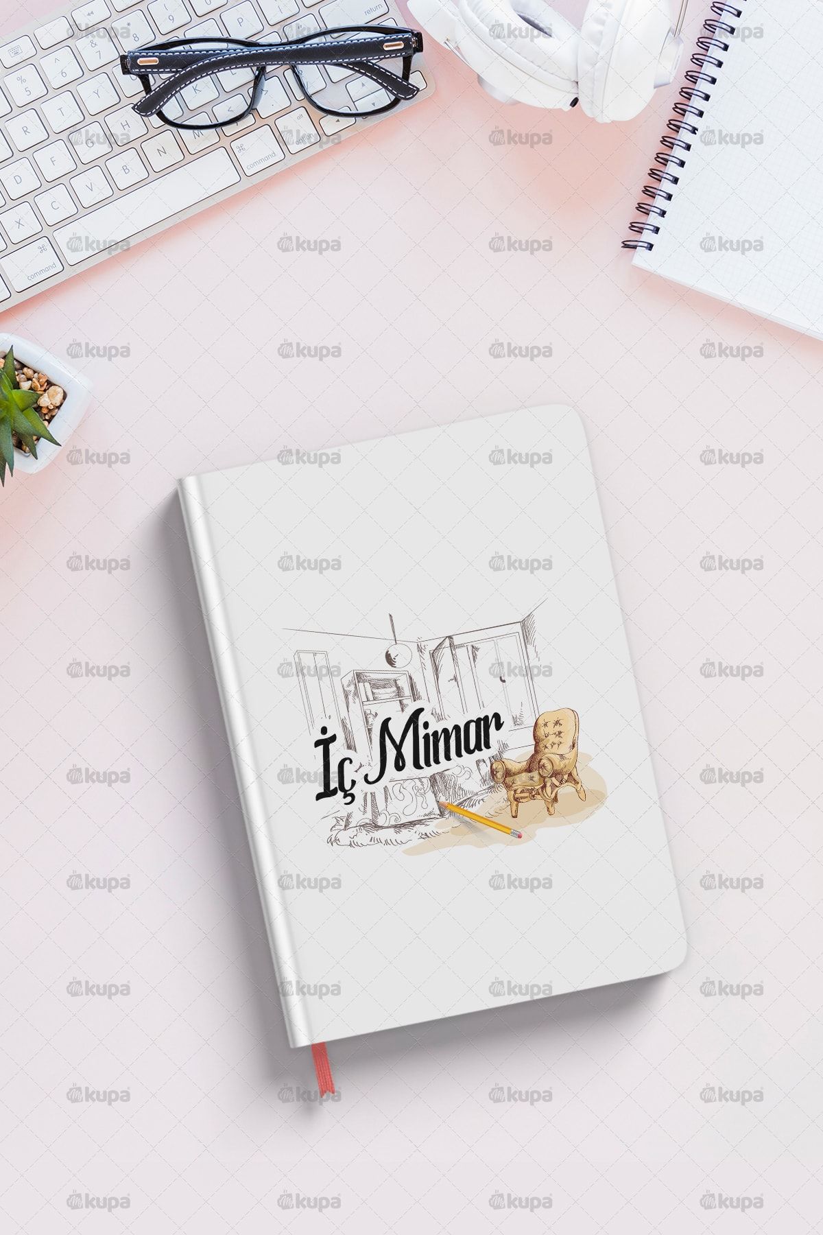 Mykupa Iç Mimar Baskılı Beyaz Defter Ajanda