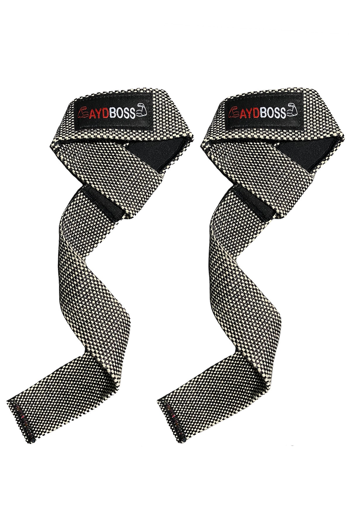 AydBoss Ağırlık Kaldırma Kayışı Wrist Strap Fitness Crossfit Halter Kayışı / Lifting Straps - Siyah-beyaz