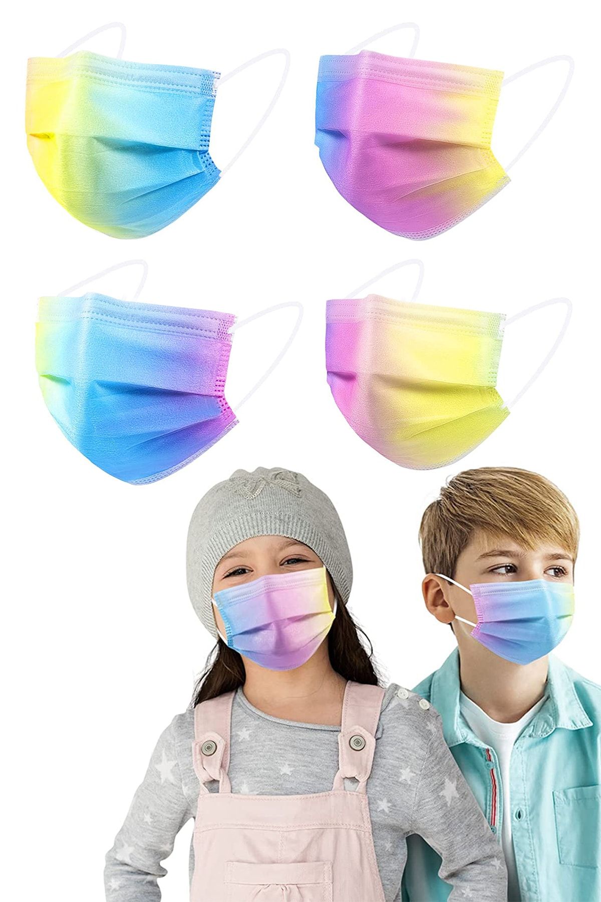 Mutlu Maske 3-14 Yaş Unisex Kız Ve Erkek Çocuk Maskesi 100'lü