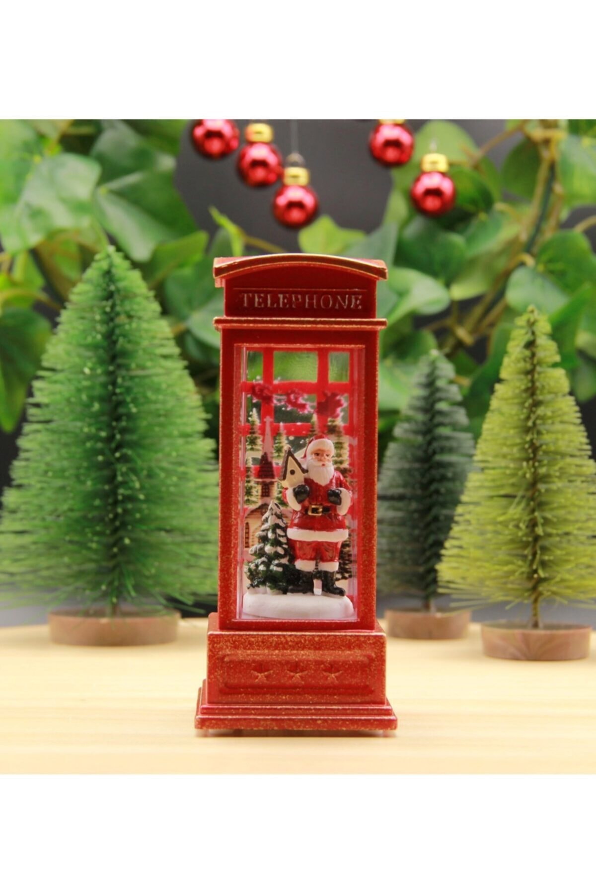 HEDİYEBİZİZ Yılbaşı Noel Işıklı Telefon Kulübesi Lamba Merry Christmas
