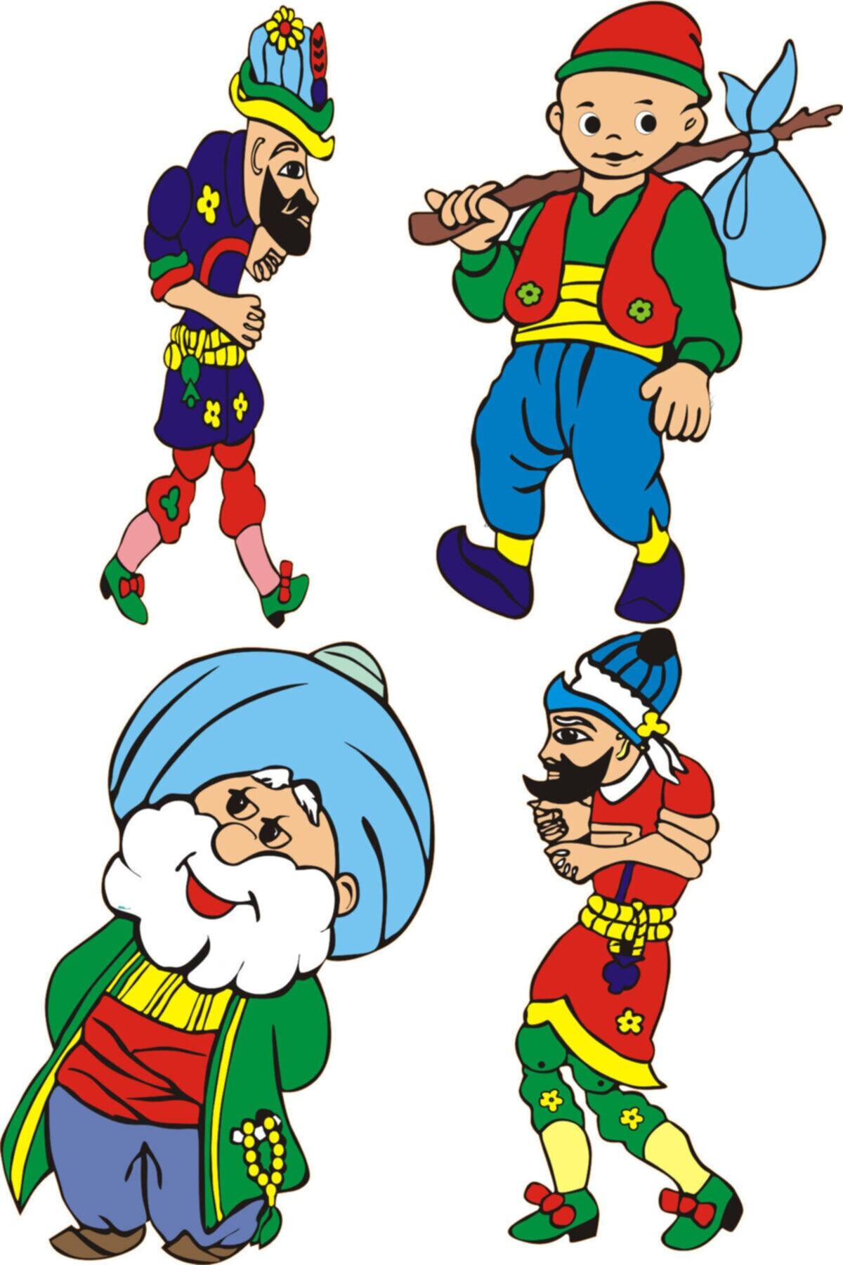 Deniz Art Ajans Hasrettin Hoca-keloğlan-hacivat-karagöz Duvar Stickeri