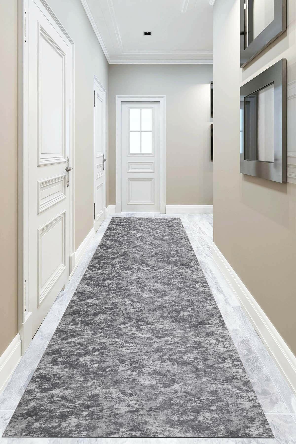 ALgorand Home Dekoratif Modern Yıkanabilir Kaymaz Taban Pastel Gri Yolluk