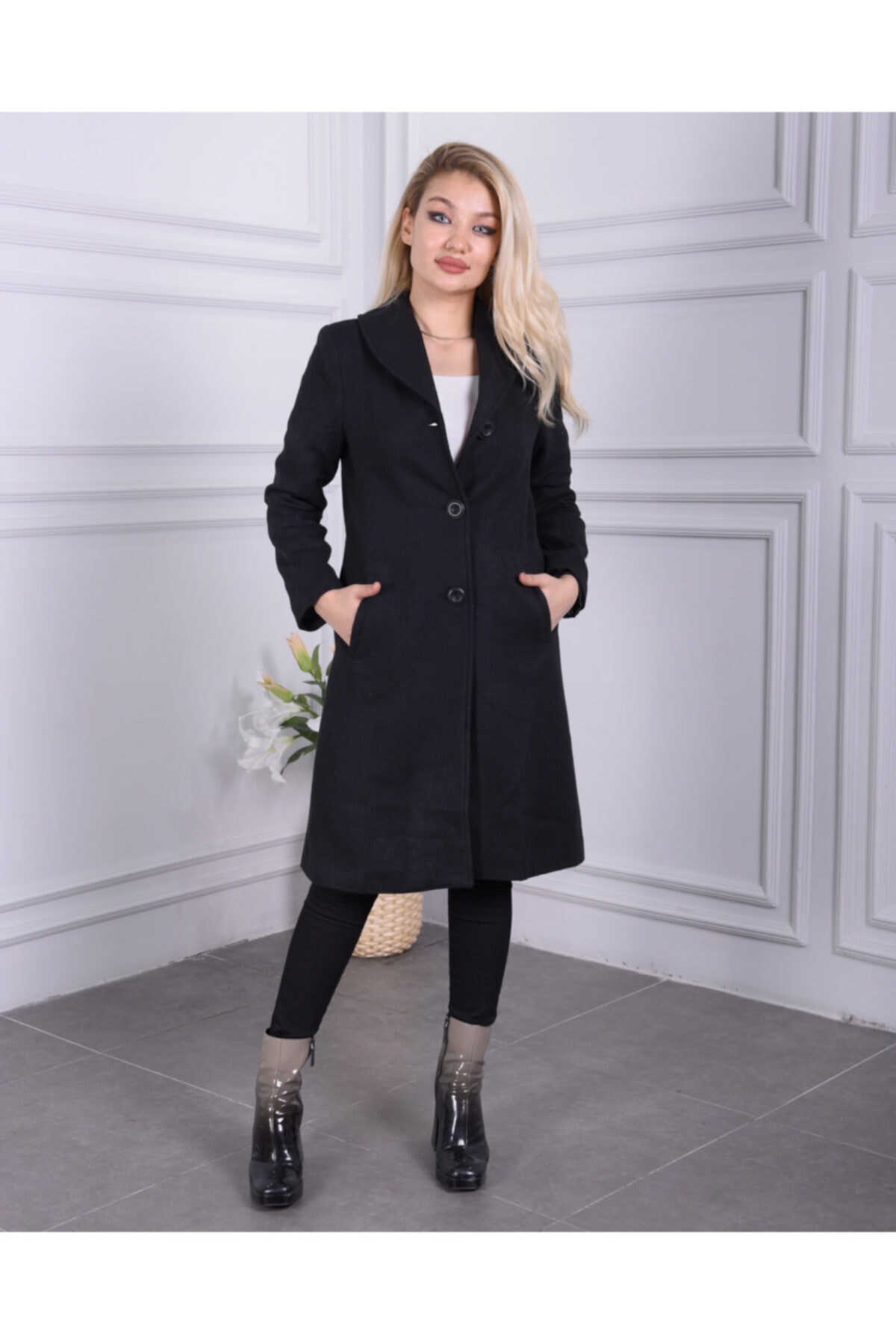 MOONLİGHT Siyah Kaşe Kaban