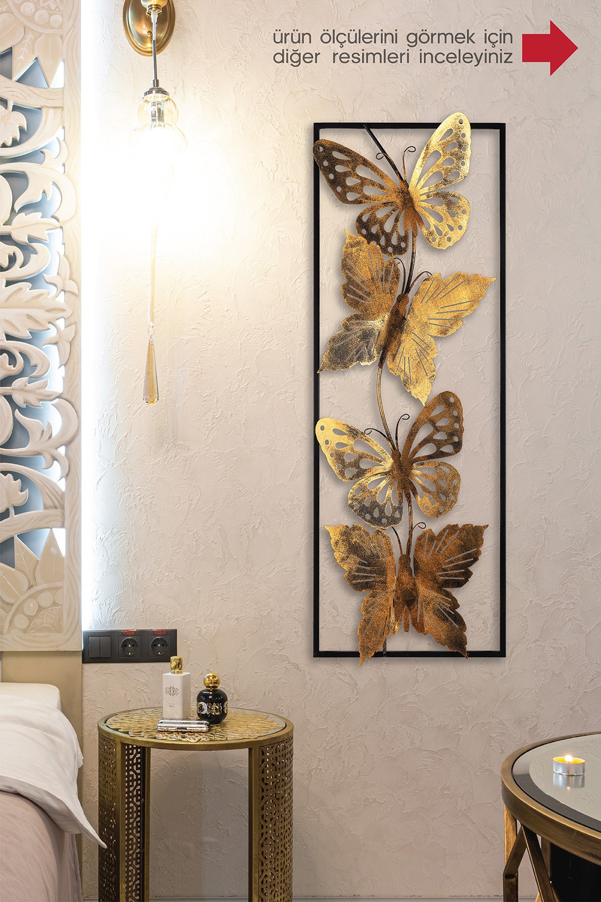Doreline Doreart Butterfly Metal Duvar Tablosu, Ev Ofis Duvar Panosu