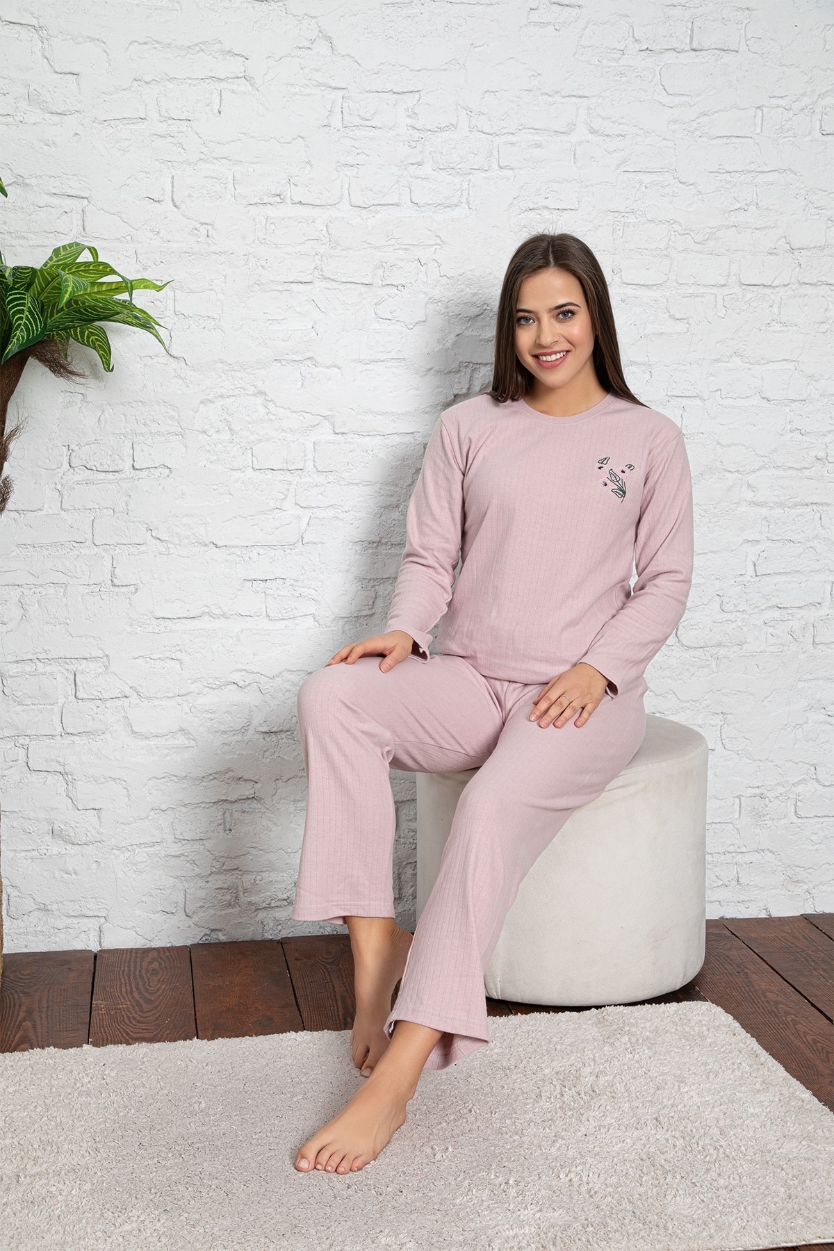 MODAREYA Uzun Kollu Raporlu Kışlık Kadın Pijama