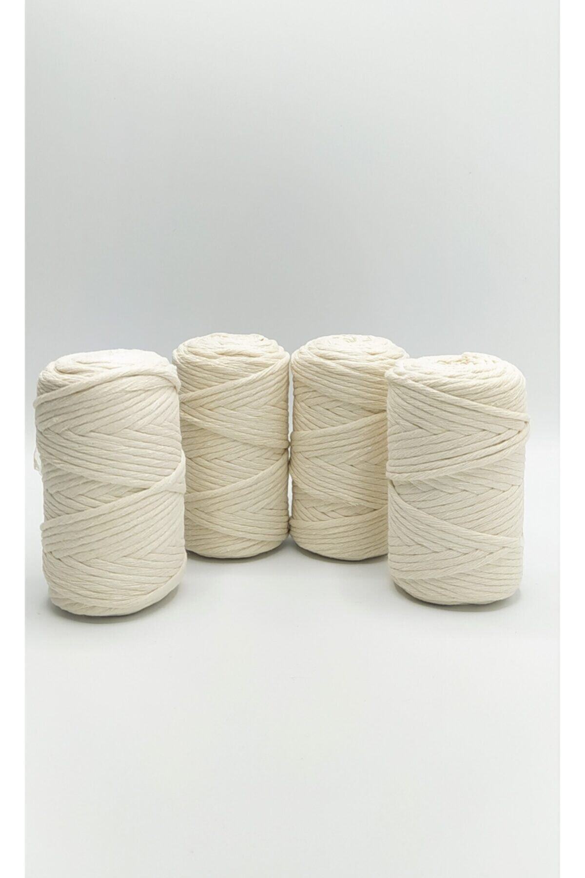NLUX Ekru 1 Kg Makrome Tarama Ipi Pamuk 3.0 / 3.5 Mm 4x250 gr