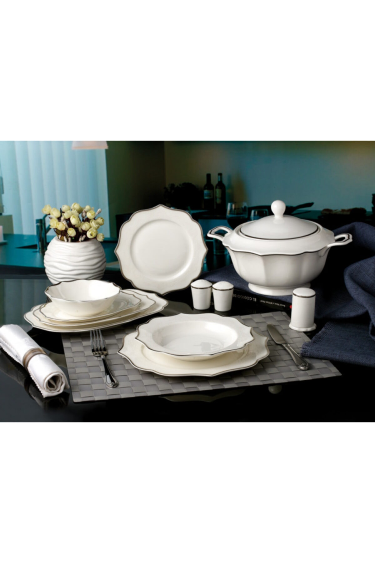 Aryıldız Beyaz Porselen Yemek Takımı 60 Parça