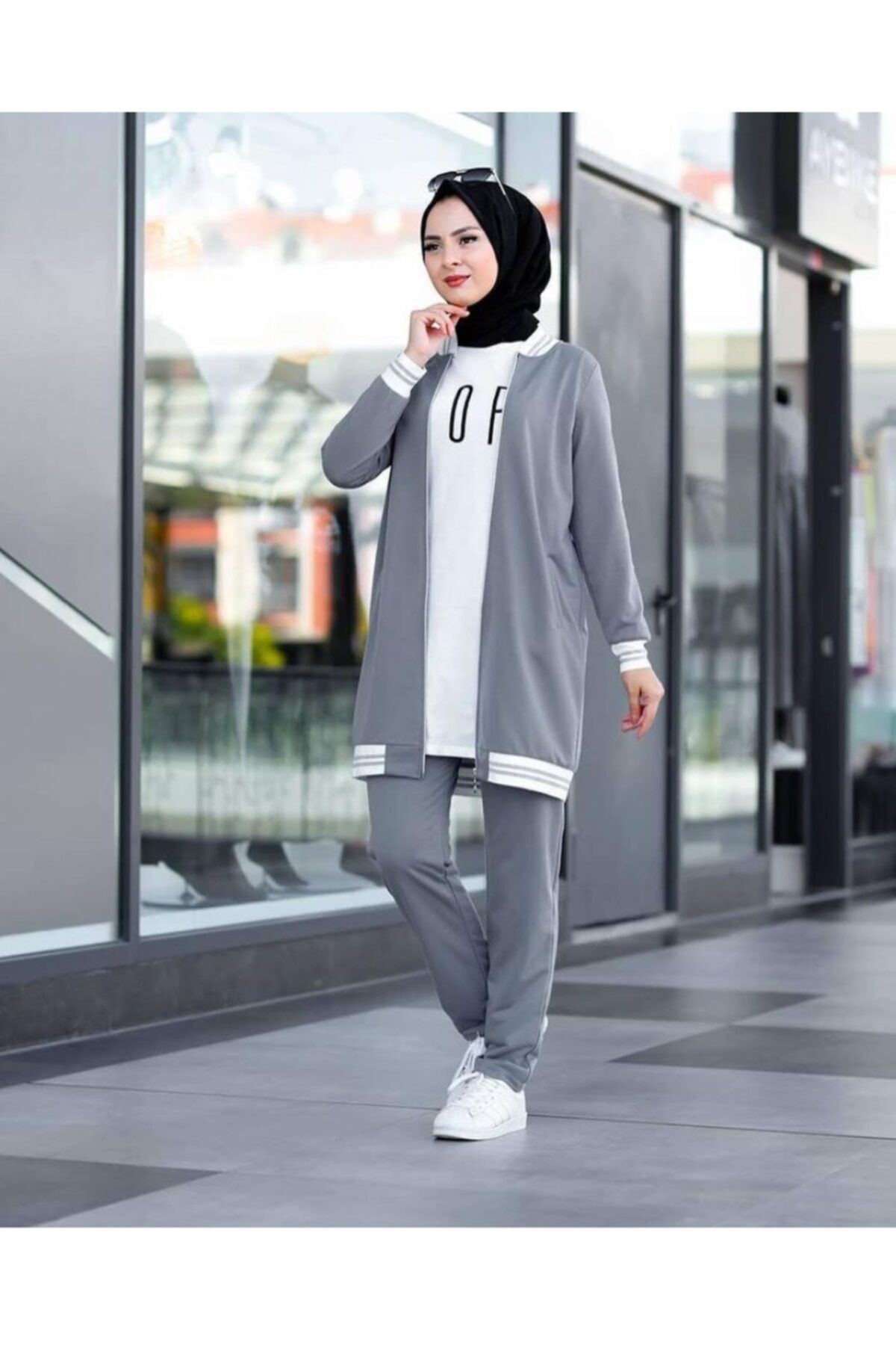 ECK MODA Kadın Ribana Fermuarlı Alt Üst Takım