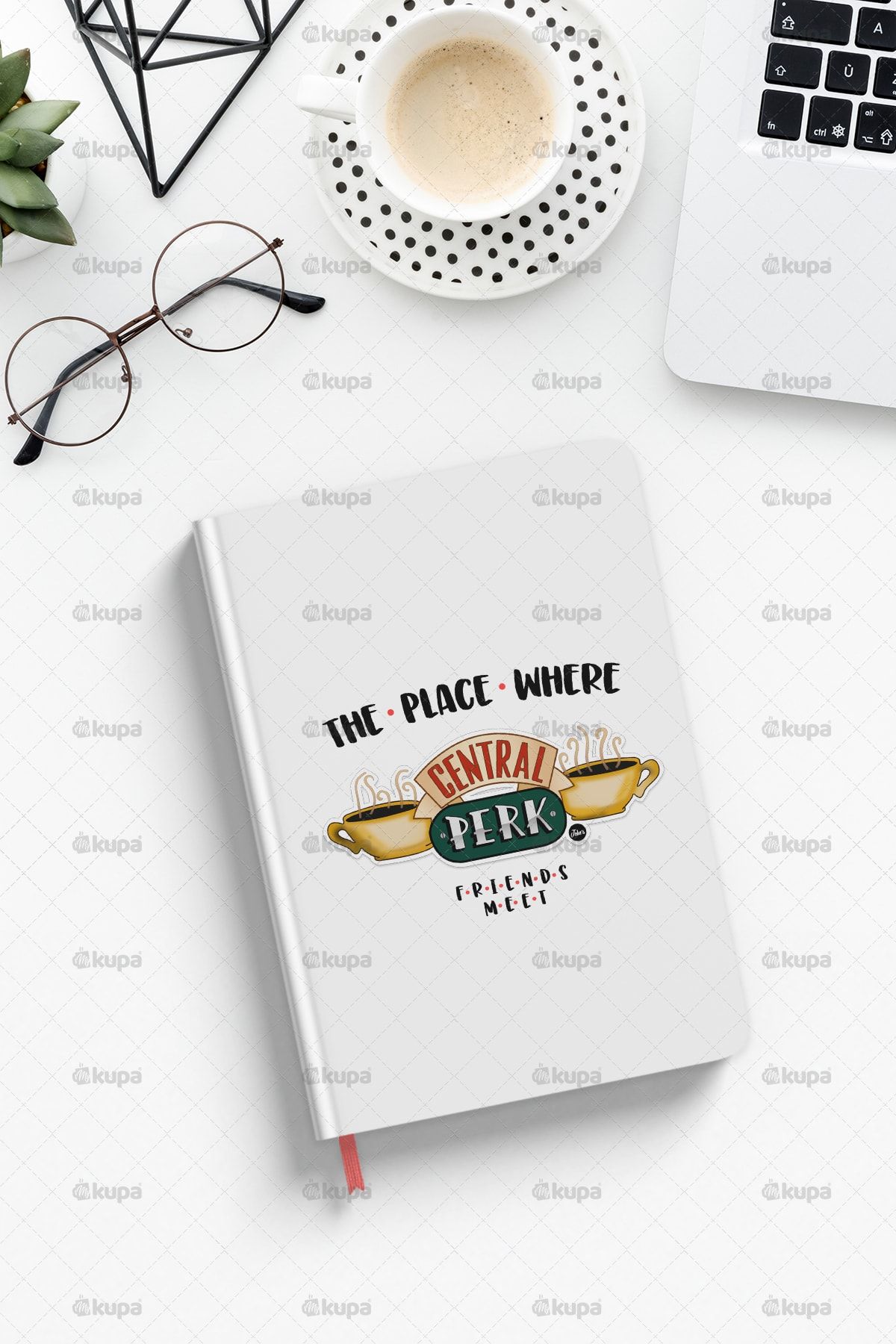 Mykupa Friends Central Perk Baskılı Beyaz Defter Ajanda