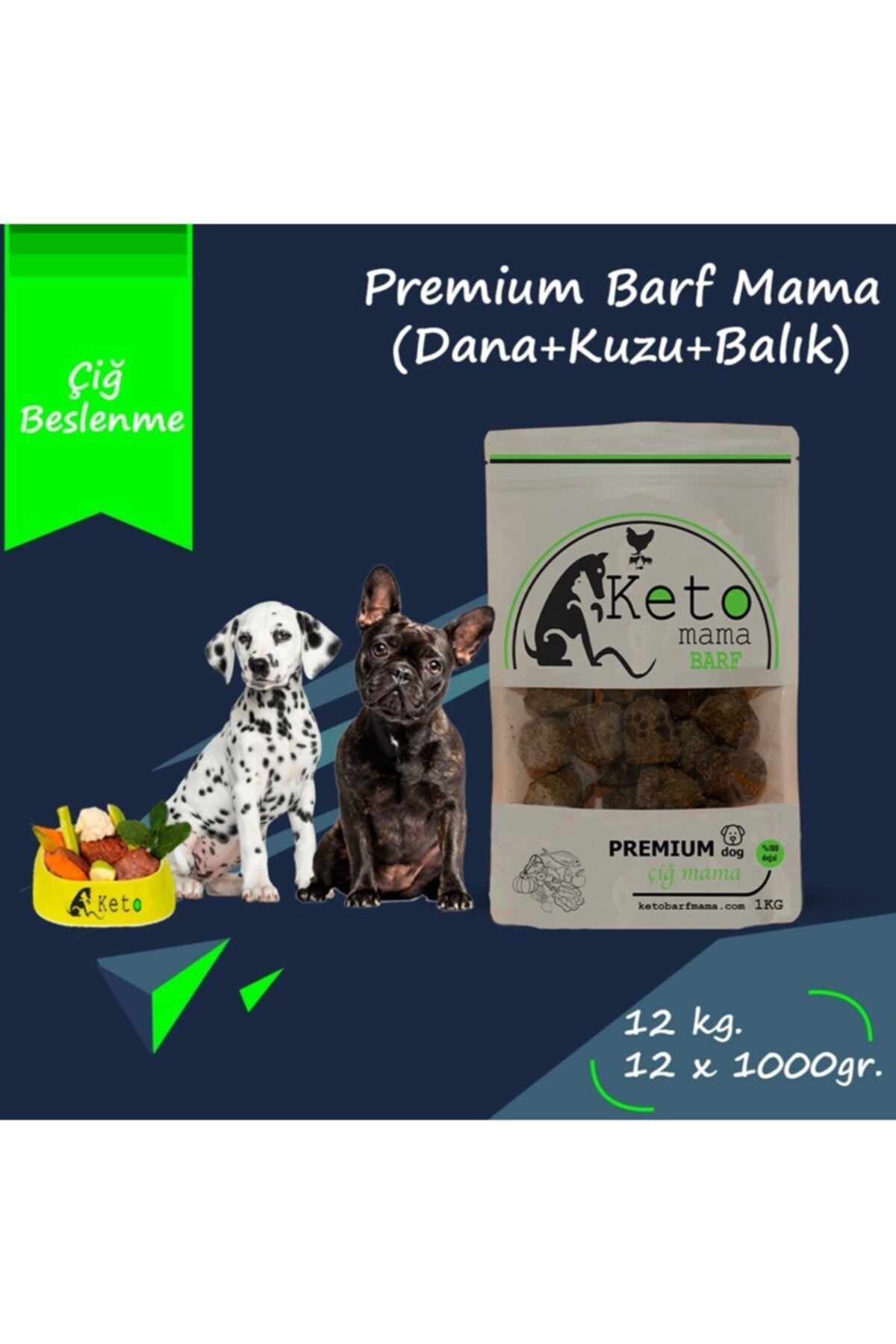 Keto Premium Barf Köpek Maması 12kg | (DANA KUZU BALIK) Çiğ Mama